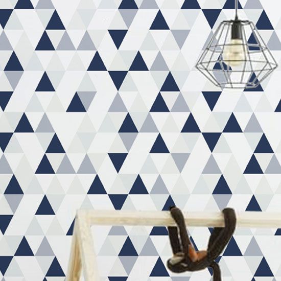 Papel de Parede Triângulos Azul Marinho/Cinza 10m