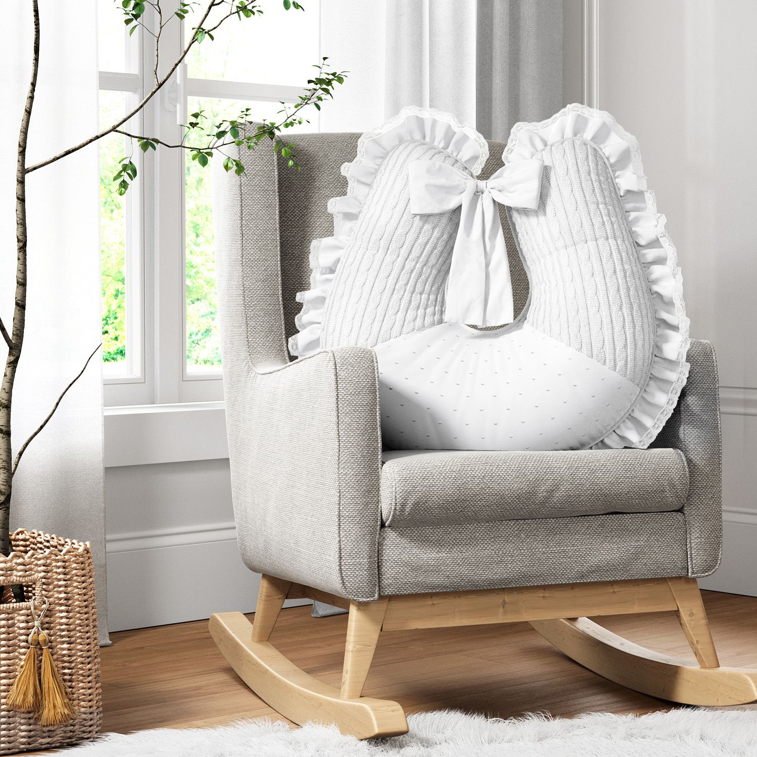 Almofada Amamentação Renda Tricot Luxo Rosa