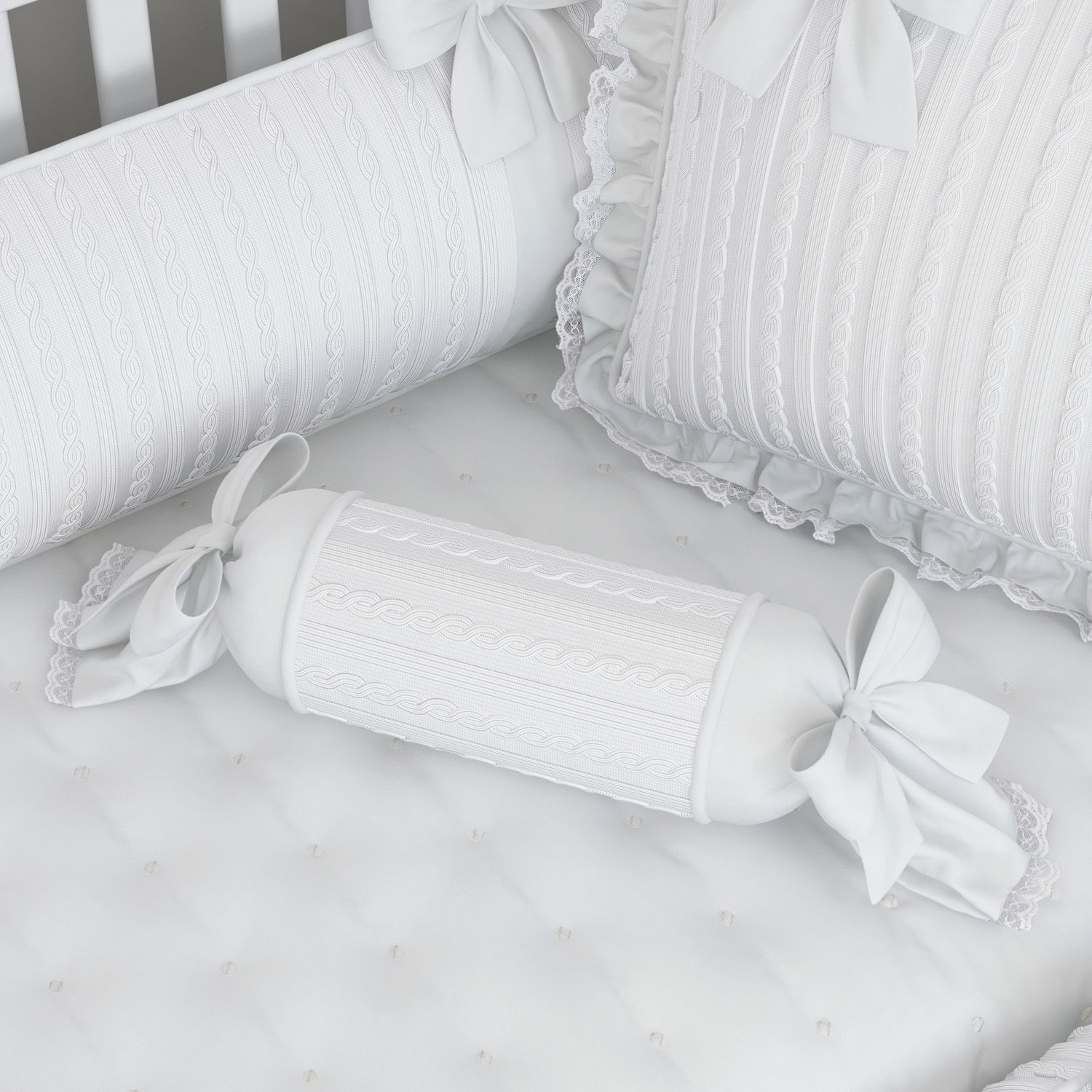 Almofada Apoio Bala Tricot Luxo Azul 60cm