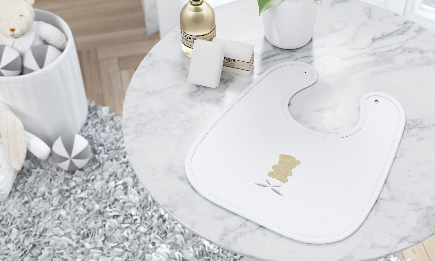 Babador Urso Luxo Branco