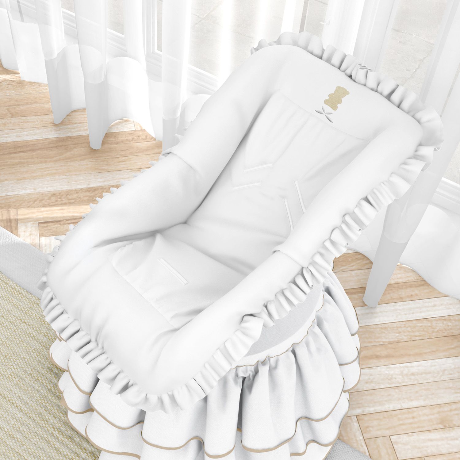 Capa para Bebê Conforto Urso Luxo Branco