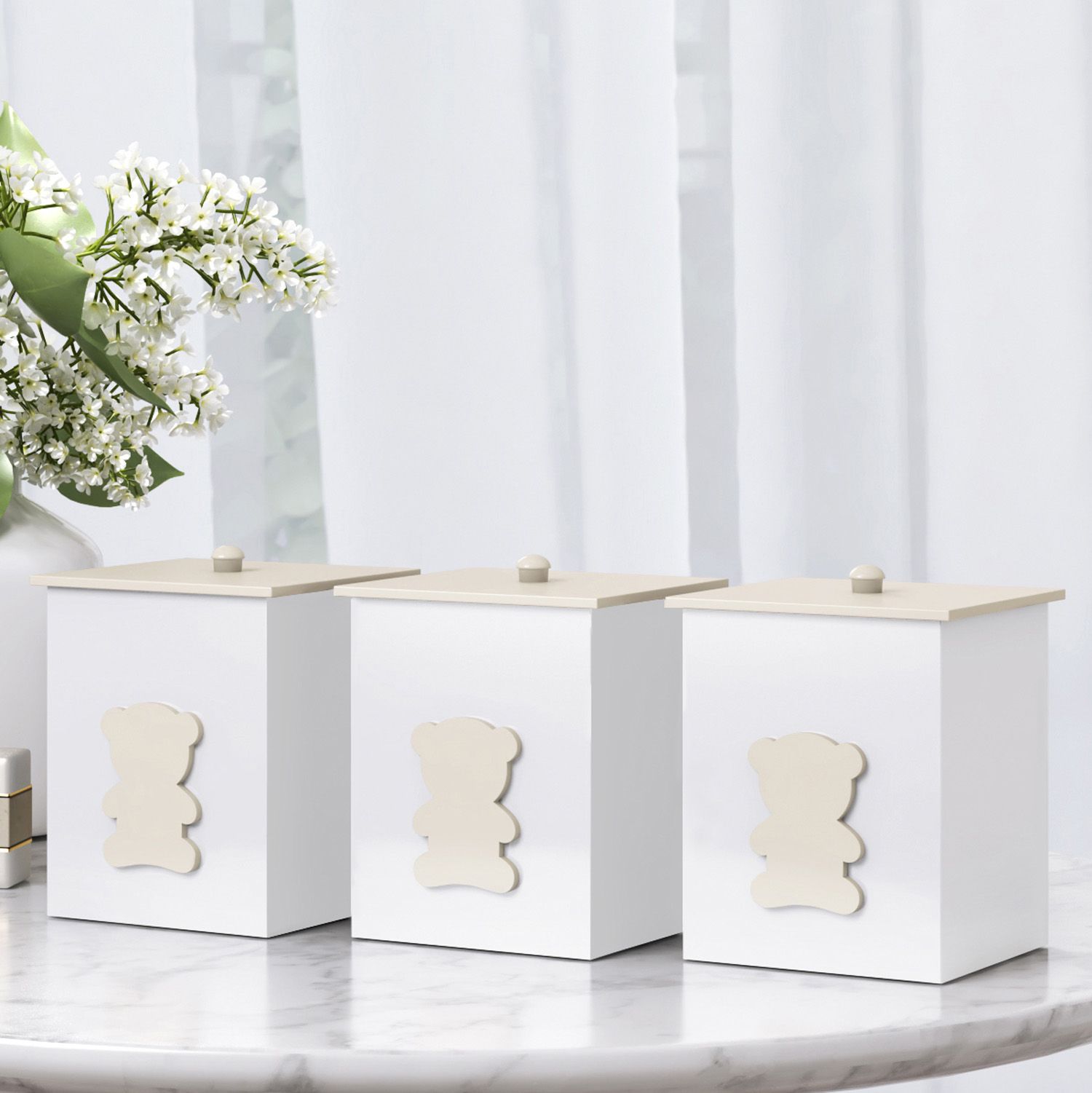 Jogo de Potes Urso Luxo Azul