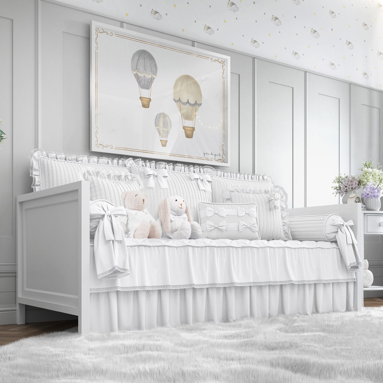 Kit Cama Babá Tricot Luxo Rosa