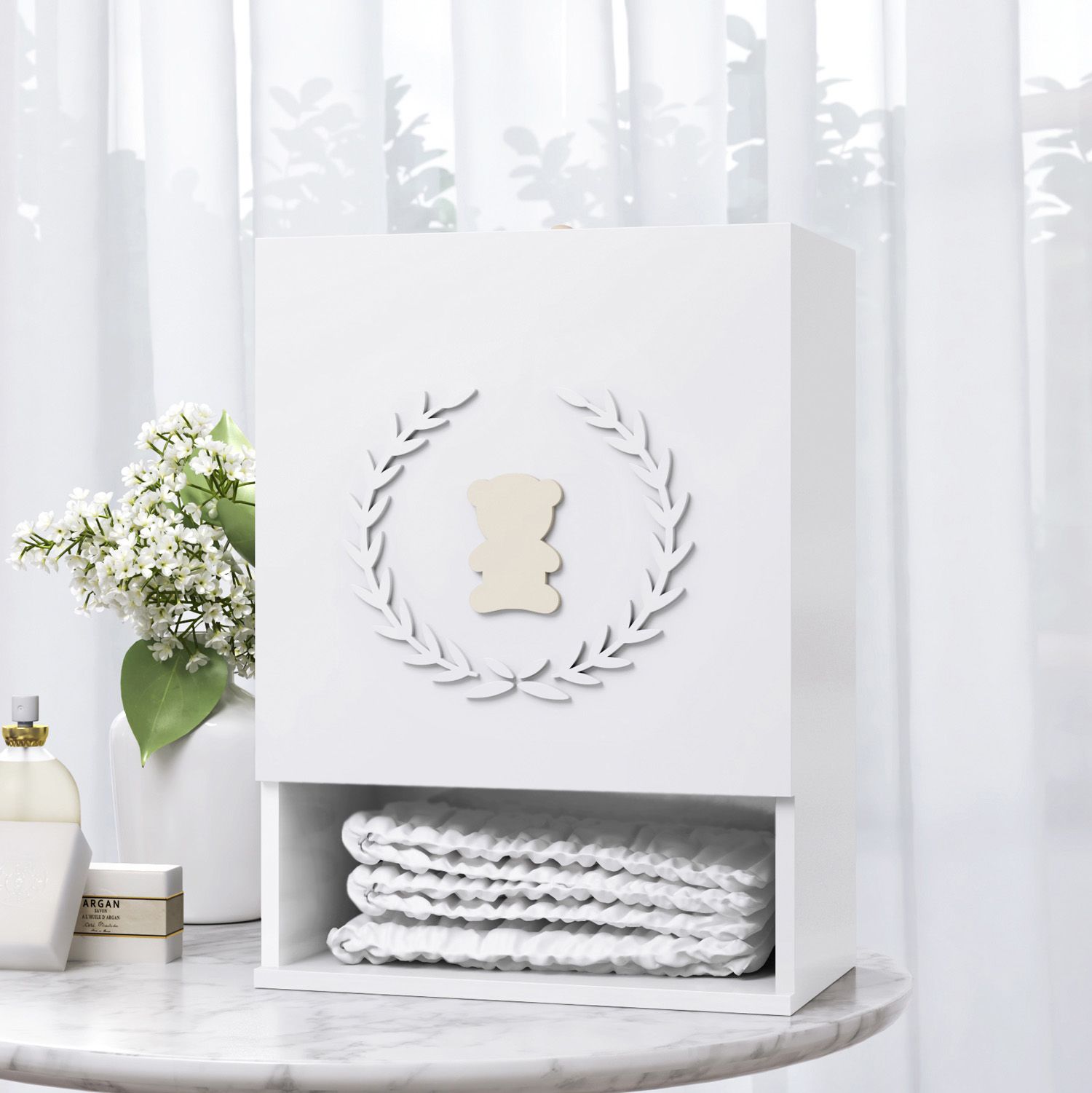 Porta Fraldas MDF Urso Luxo Azul