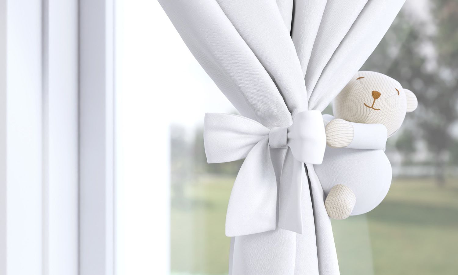 Prendedor de Cortina Urso Tricot Luxo Azul 2 Peças