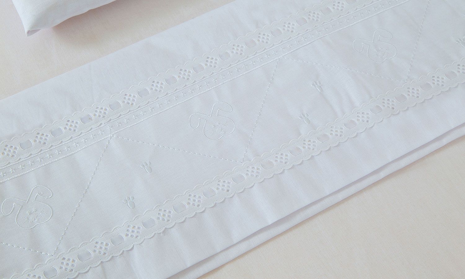 Jogo de Lençol Mini Berço Coelho Branco