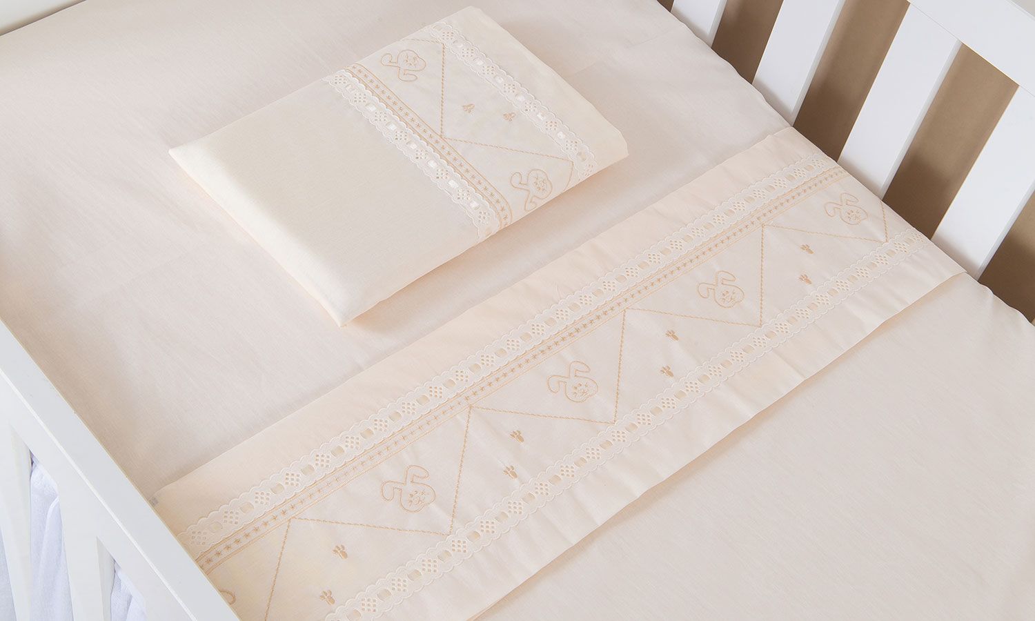 Jogo de Lençol Mini Berço Coelho Branco