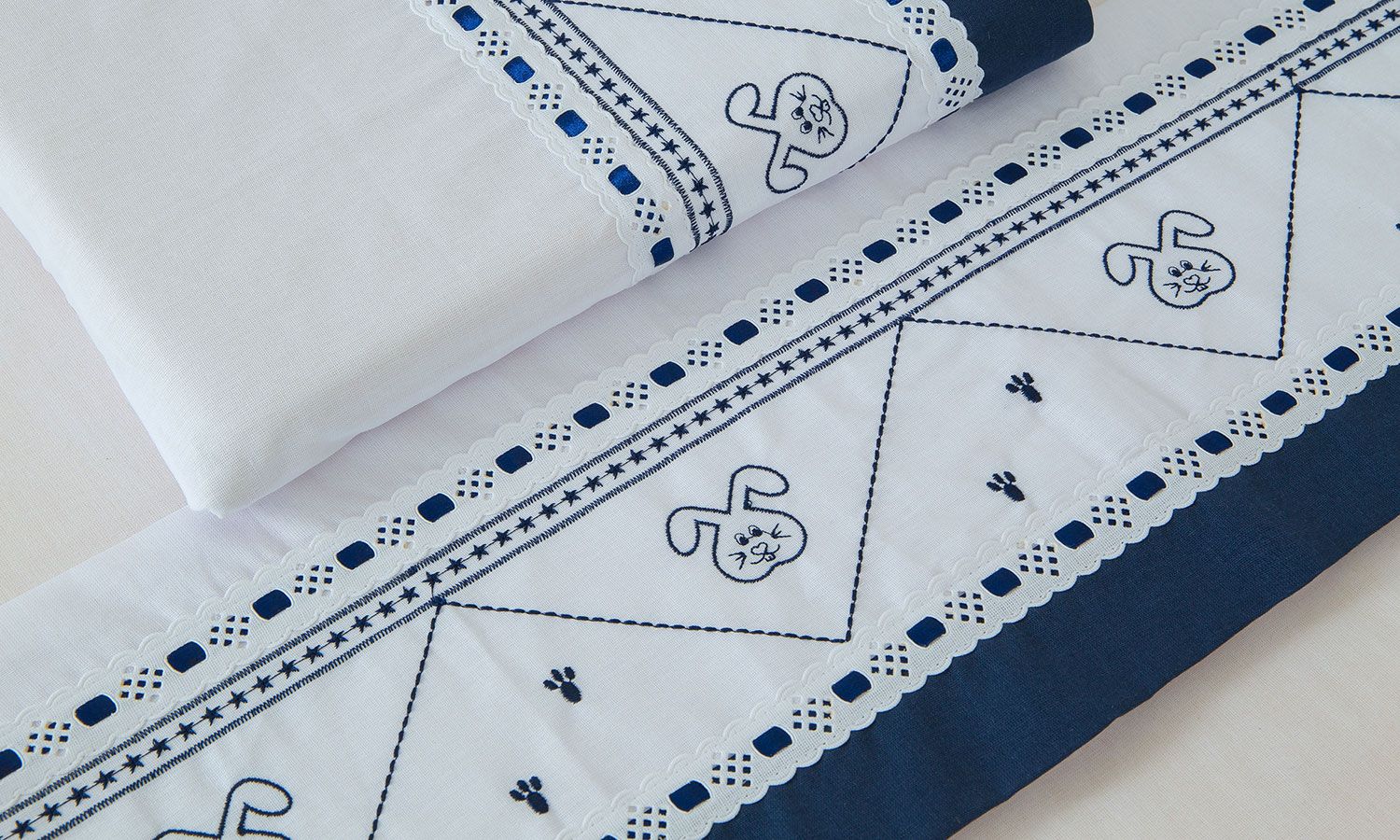 Jogo de Lençol Mini Berço Coelho Branco