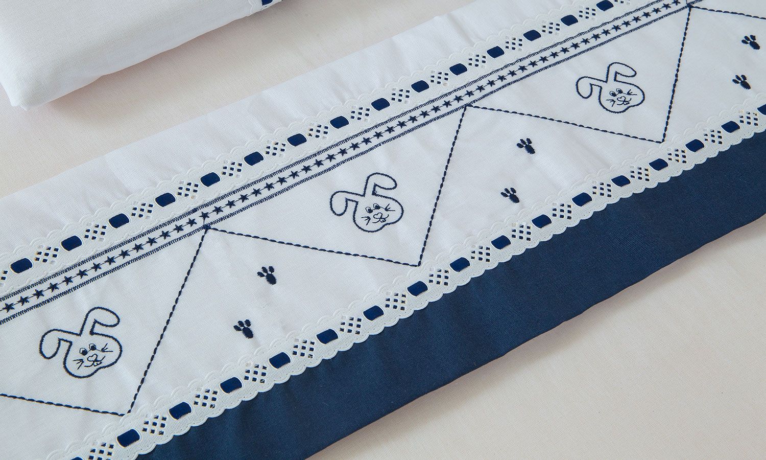 Jogo de Lençol Mini Berço Coelho Branco