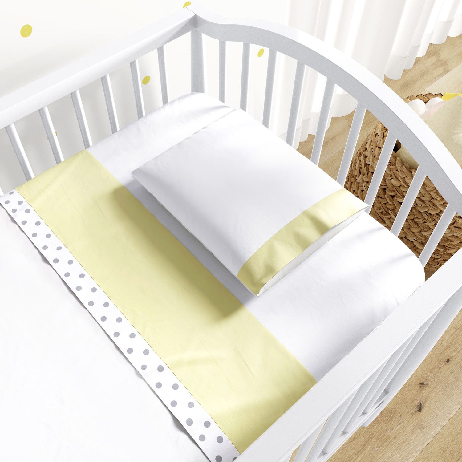 Jogo de Lençol Berço Poá Amarelo 3 peças