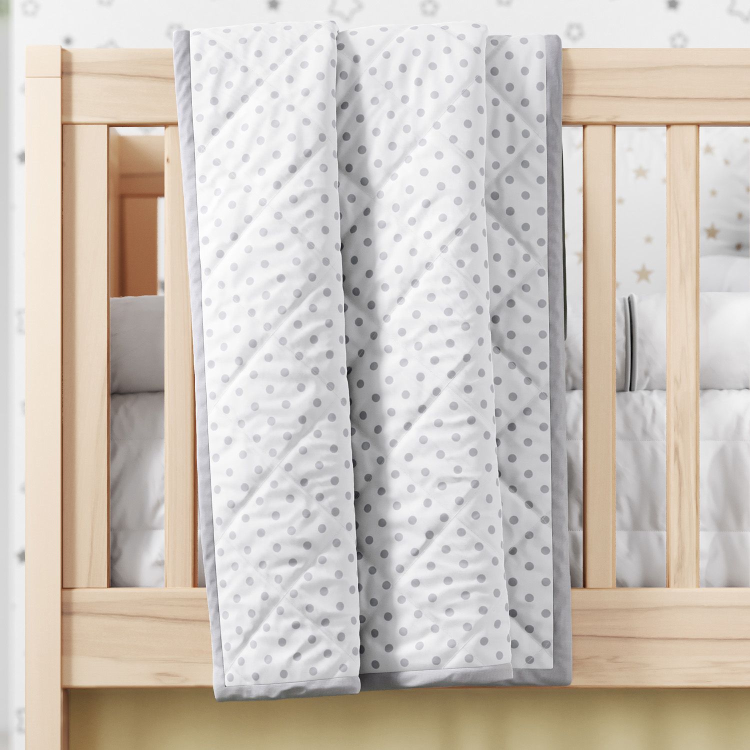 Edredom de Berço Matelado Poá Branco/Cinza