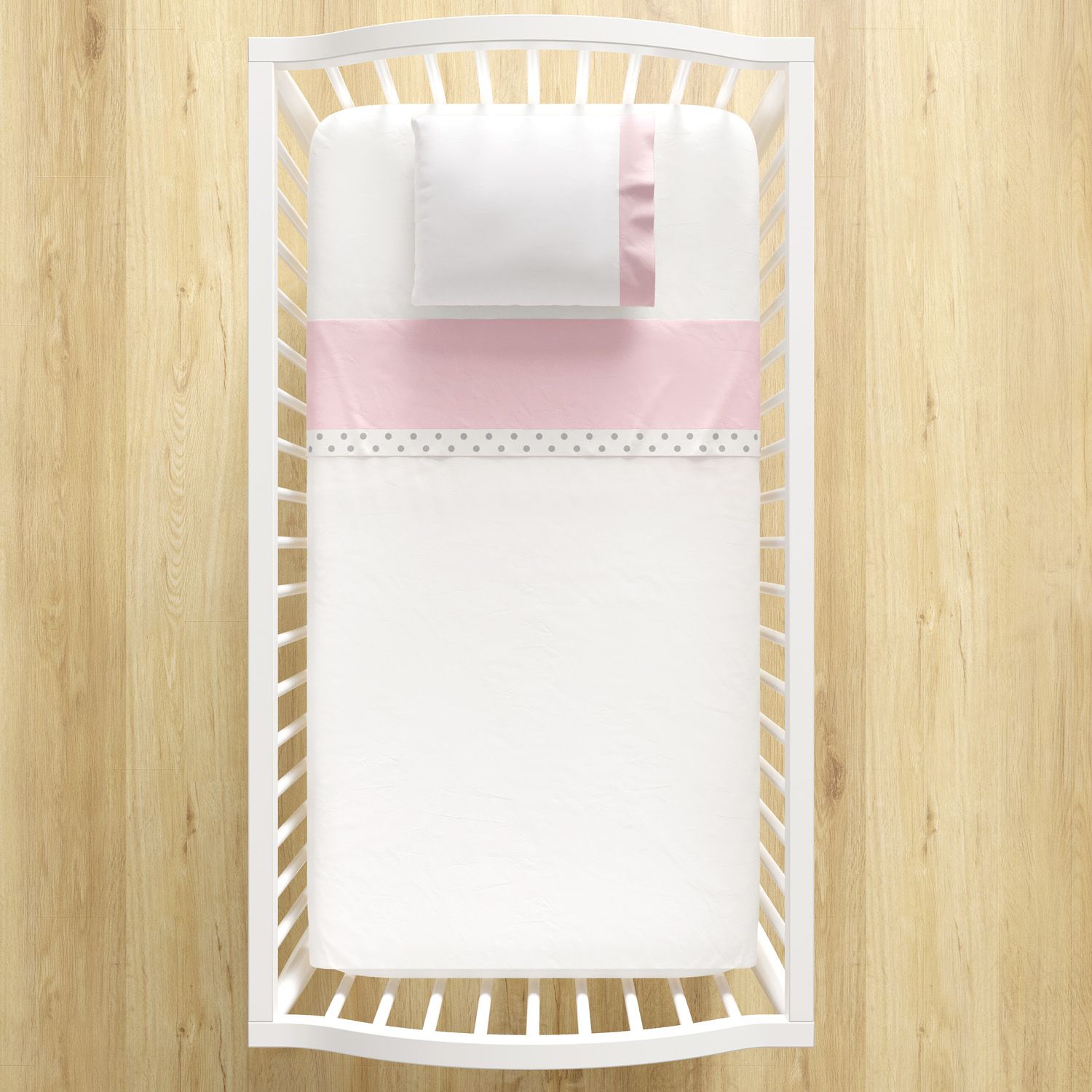 Jogo de Lençol Berço Azul com Faixa Poá 3 peças