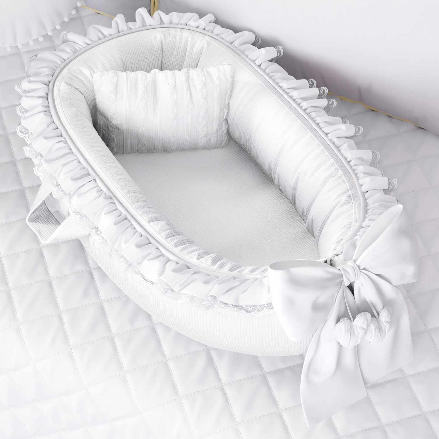 Ninho para Bebê Redutor de Berço Tricot Luxo Rosa 80cm