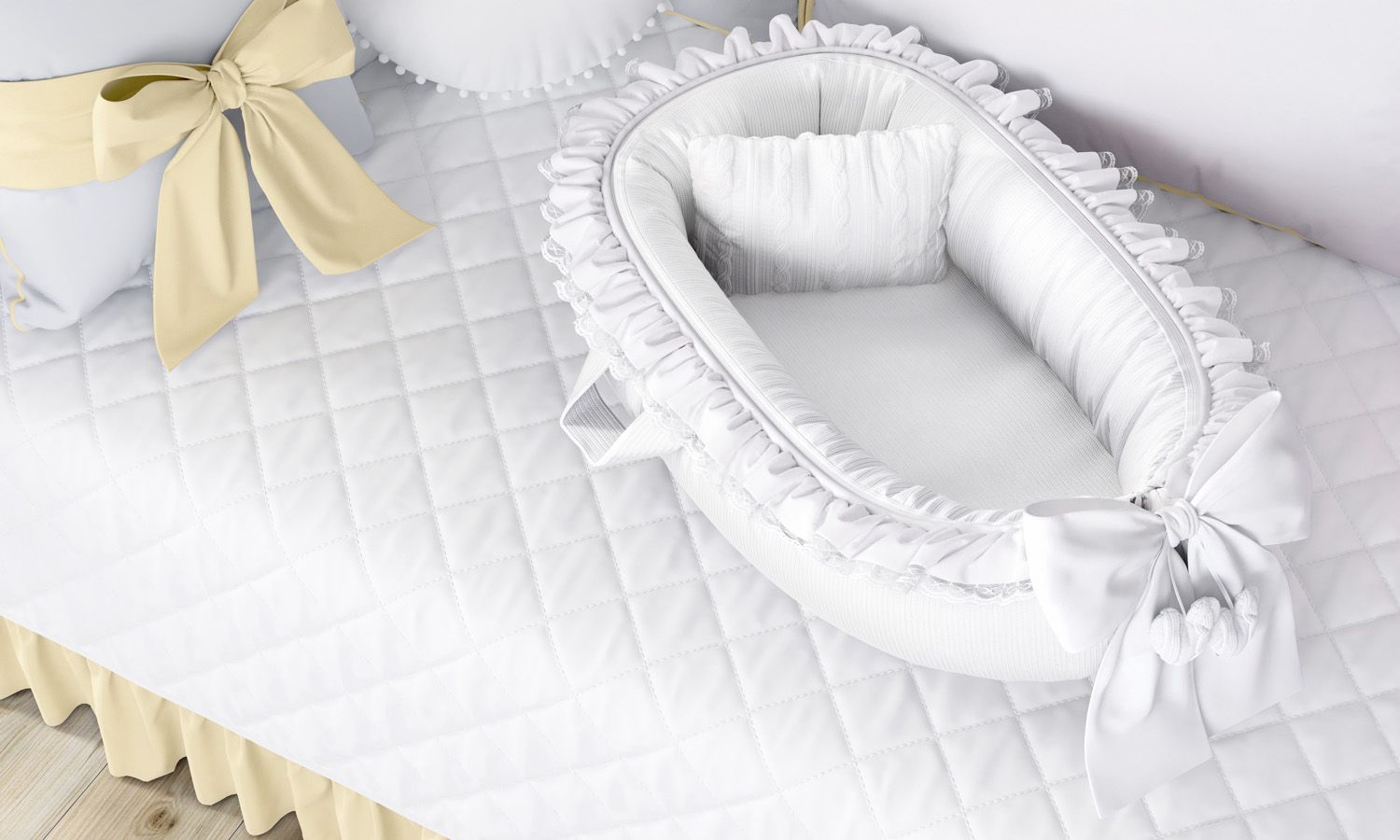 Ninho para Bebê Redutor de Berço Tricot Luxo Rosa 80cm