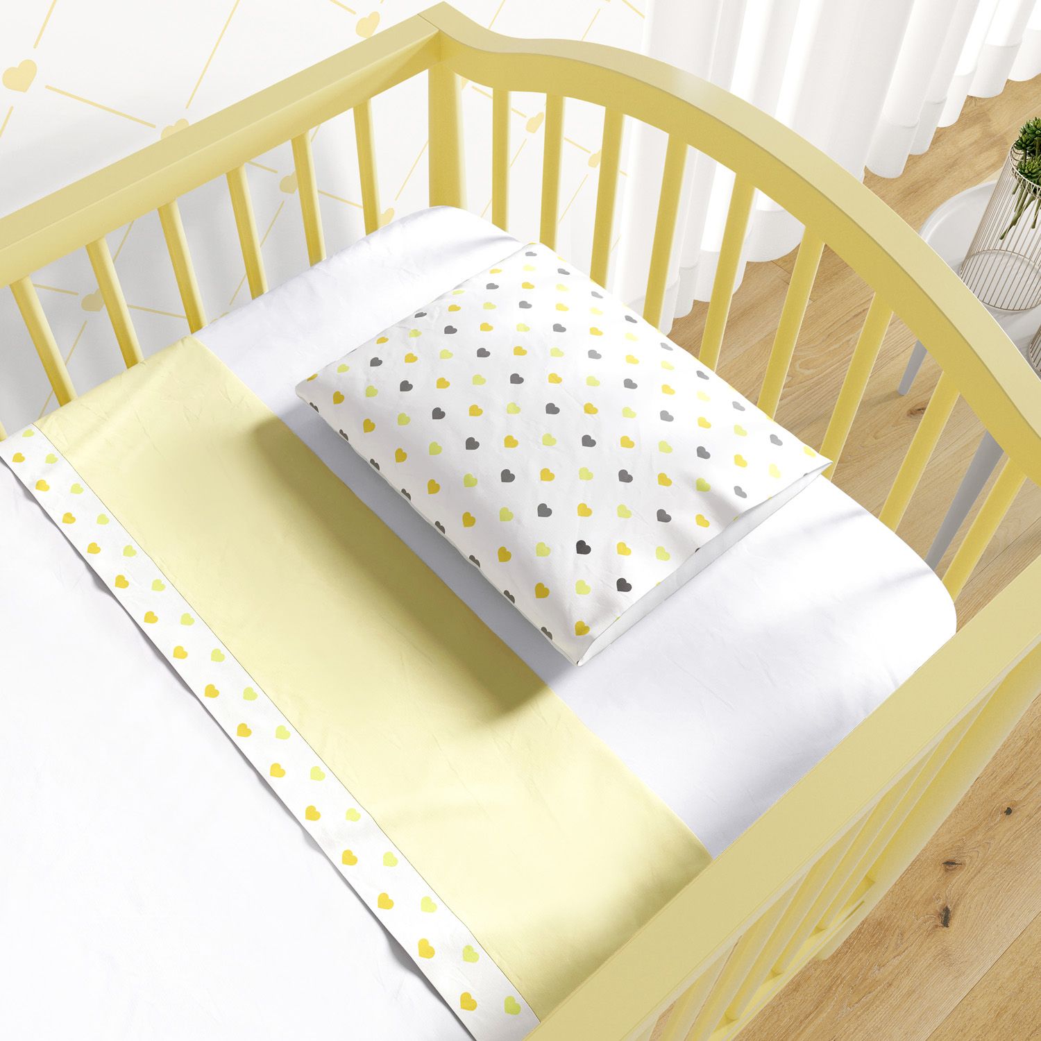 Jogo de Lençol Berço Corações Rosa 3 peças