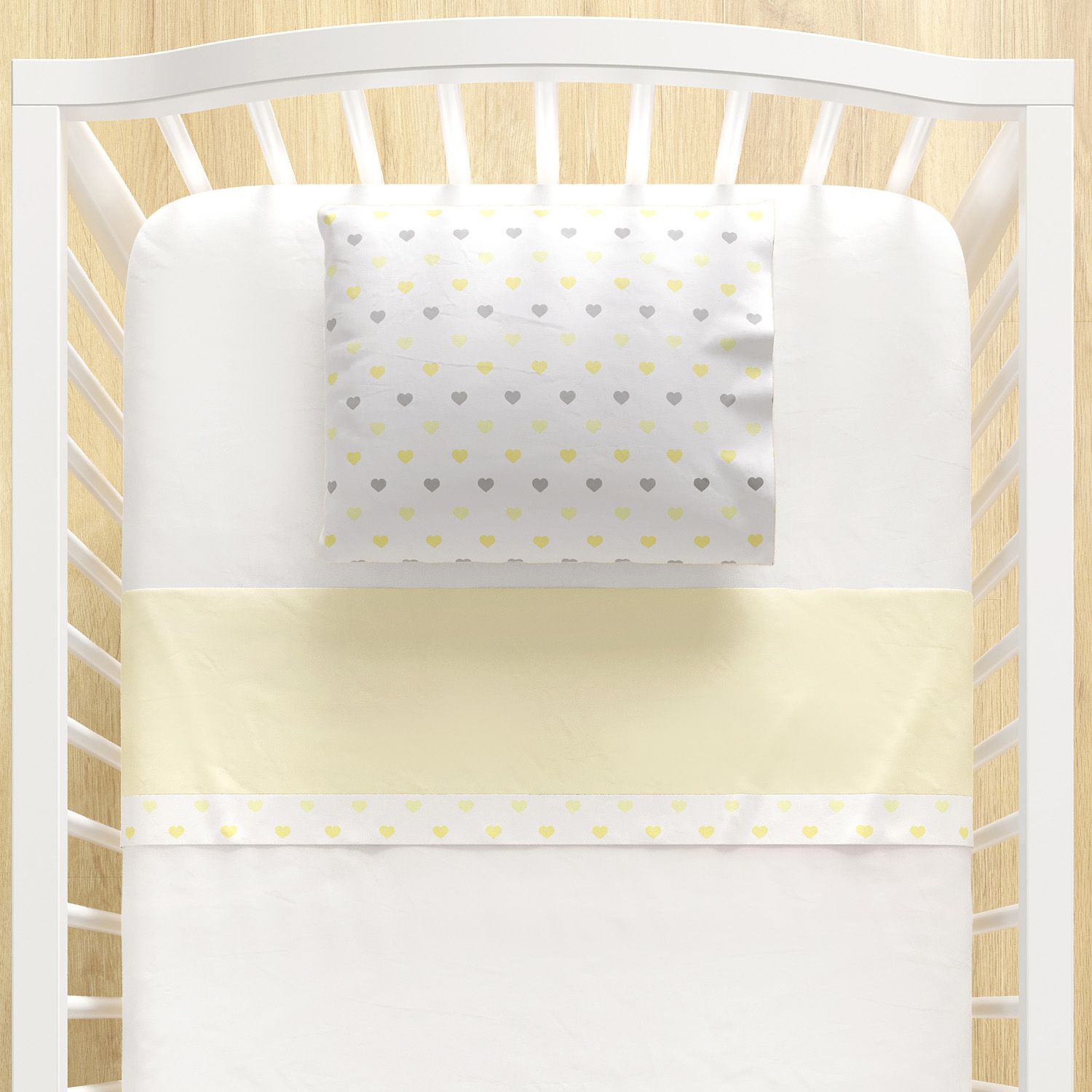 Jogo de Lençol Berço Corações Rosa 3 peças