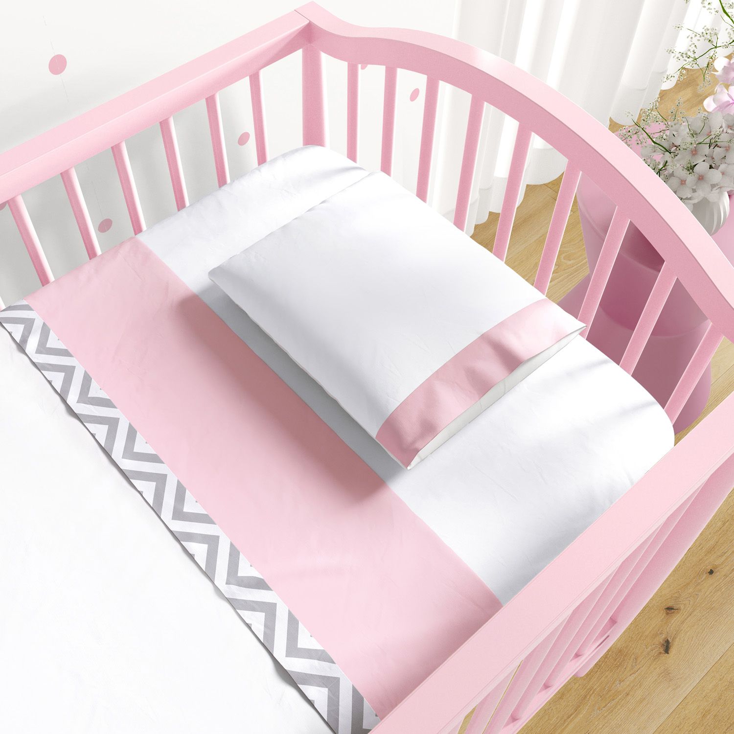 Jogo de Lençol Berço Chevron Azul 3 peças