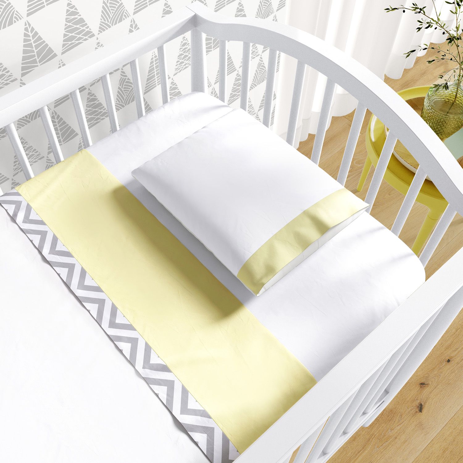 Jogo de Lençol Berço Chevron Azul 3 peças