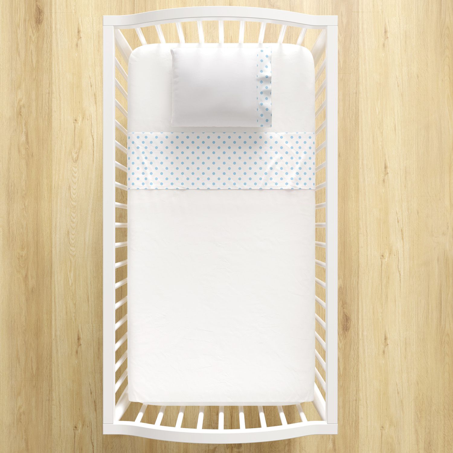 Jogo de Lençol Berço Branco Poá Azul 3 peças