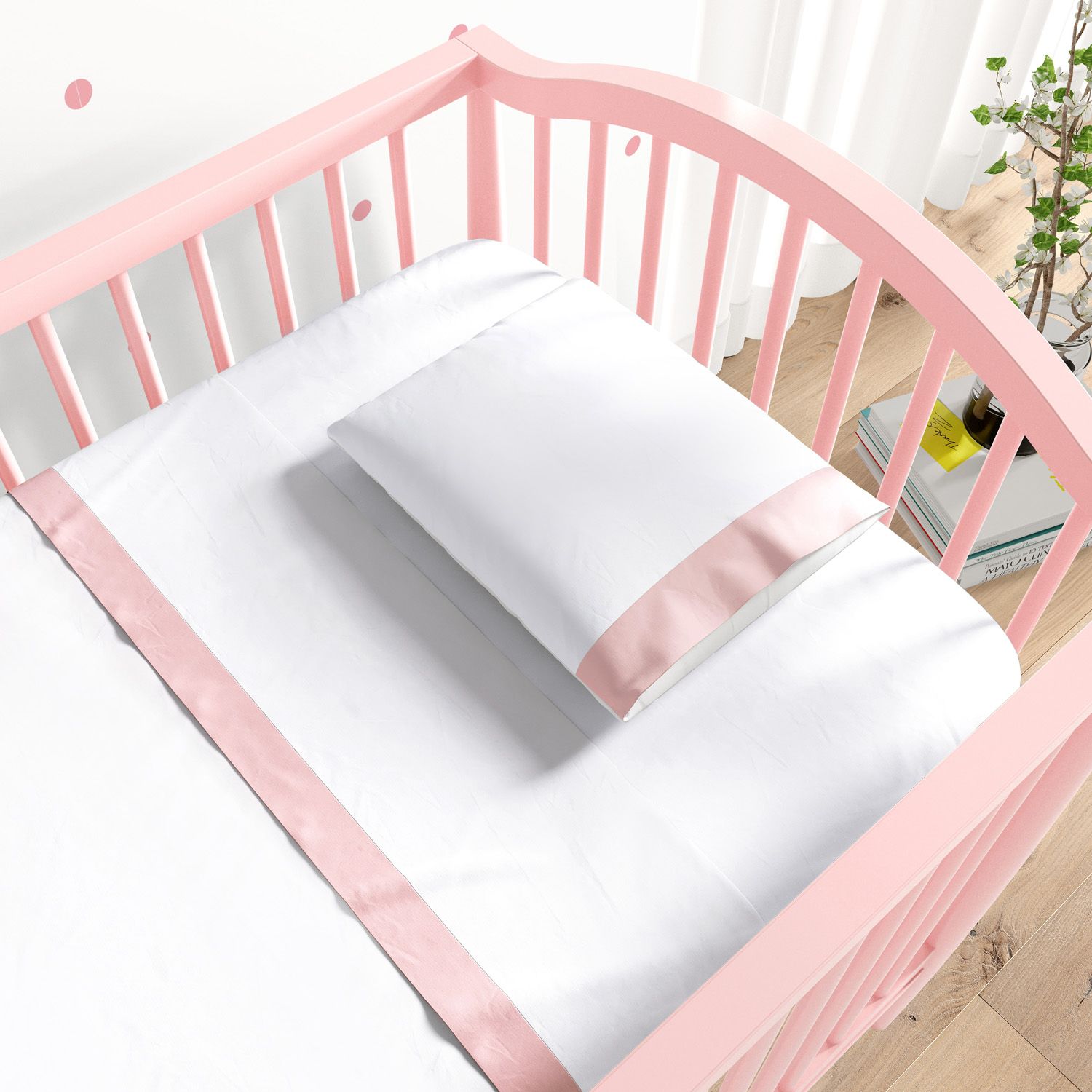 Jogo de Lençol Berço Faixa Rosé 3 peças