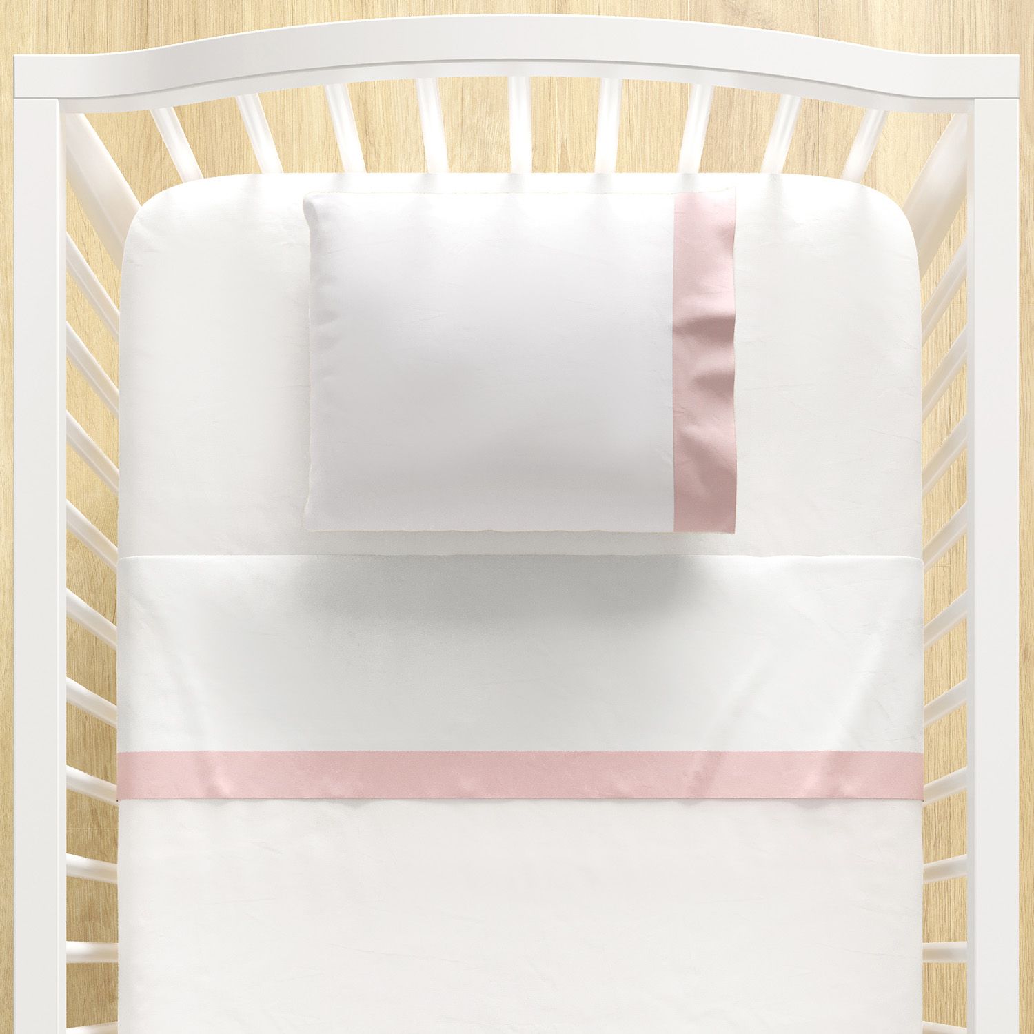 Jogo de Lençol Berço Faixa Rosé 3 peças