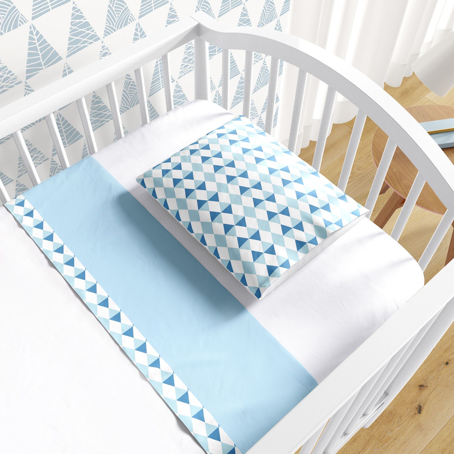 Jogo de Lençol Berço Losango Azul 3 peças