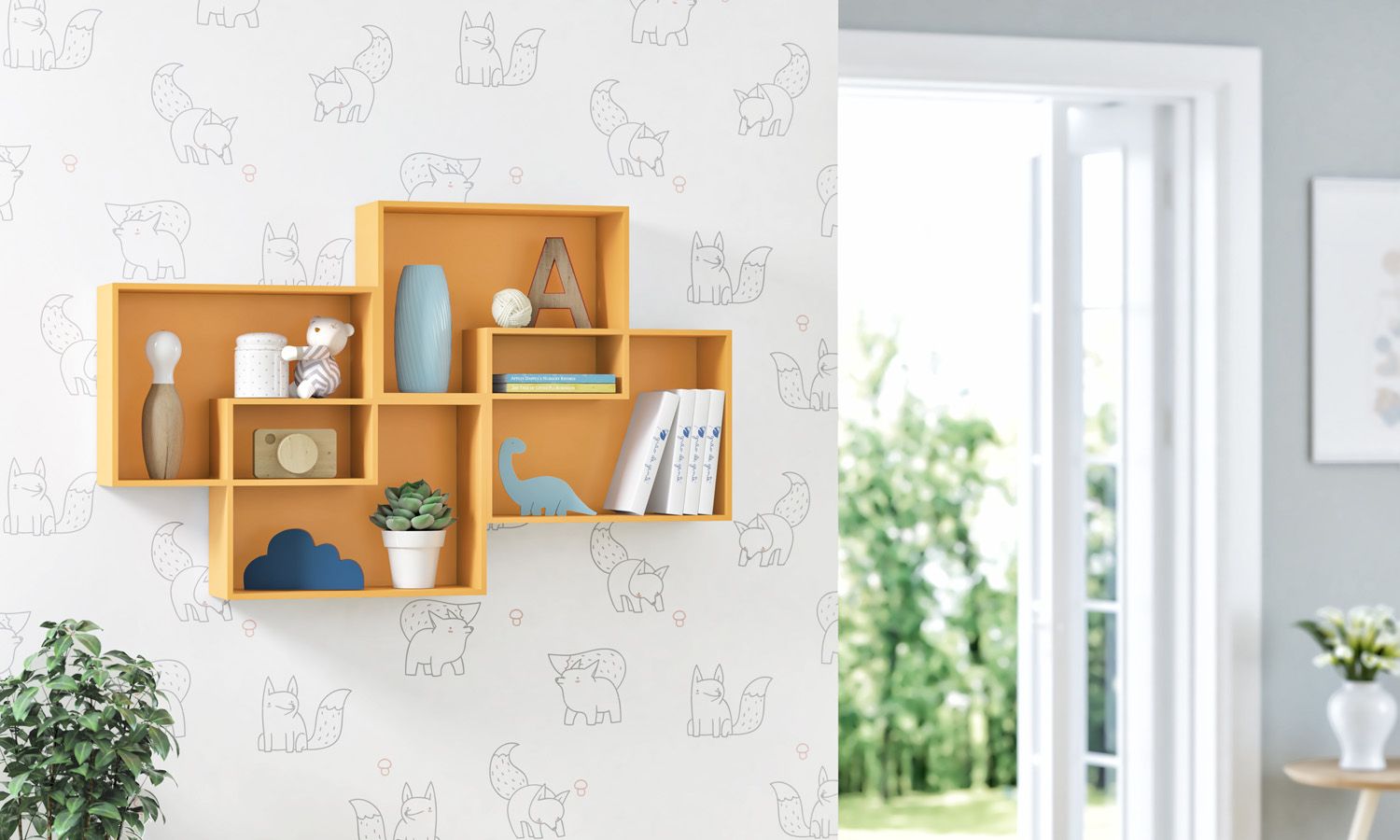 Nicho de Madeira Módulos Retangulares Branco