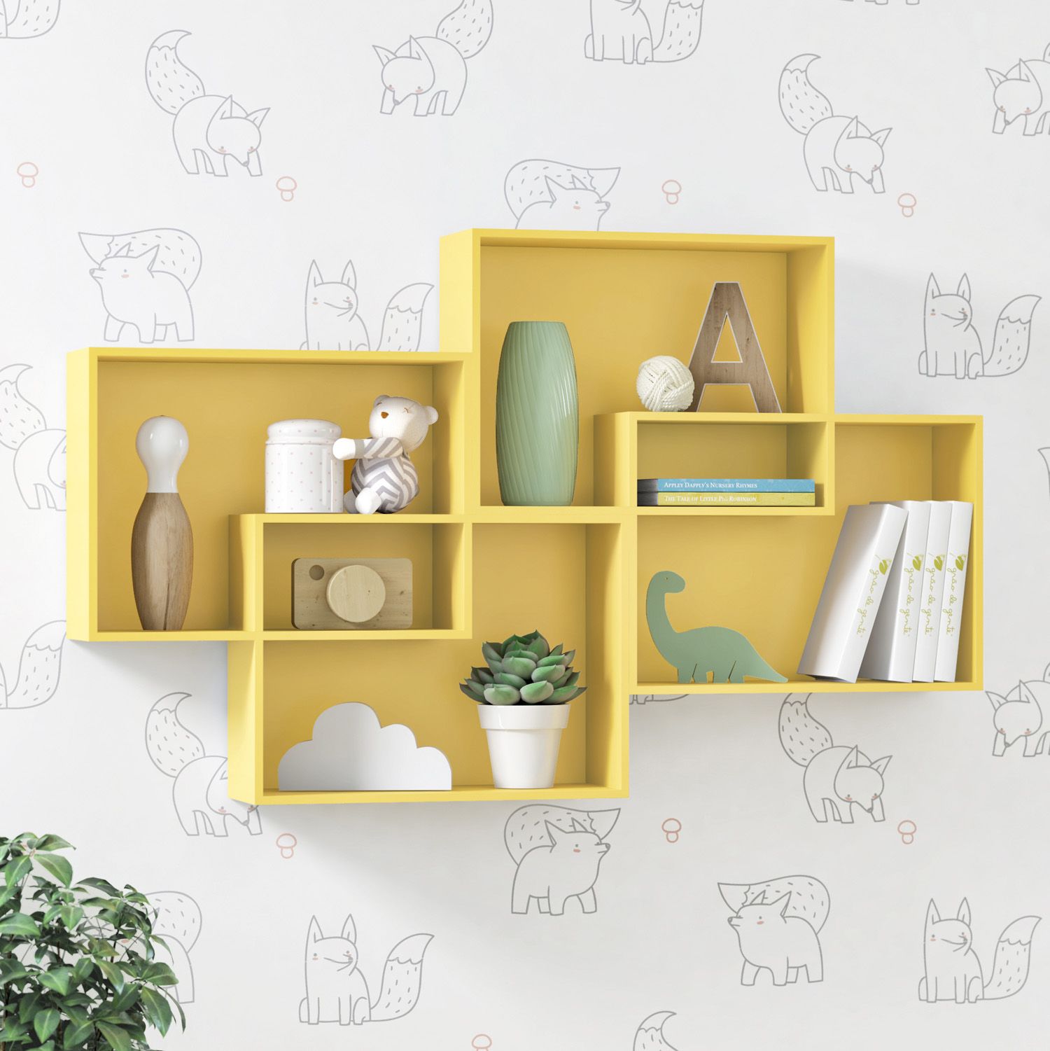 Nicho de Madeira Módulos Retangulares Branco