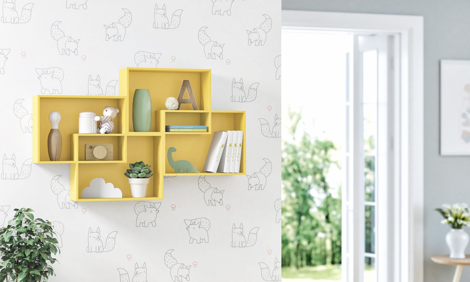 Nicho de Madeira Módulos Retangulares Branco