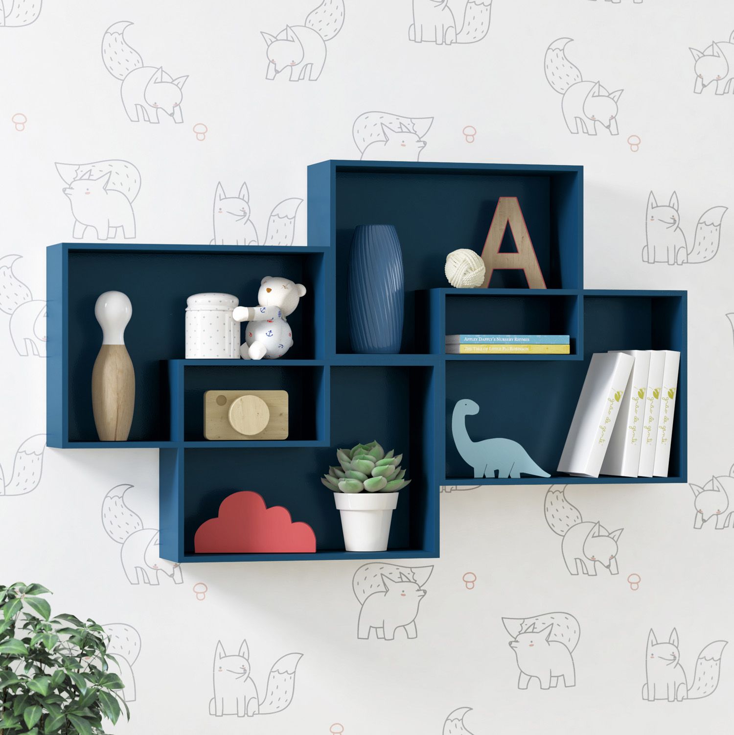 Nicho de Madeira Módulos Retangulares Branco