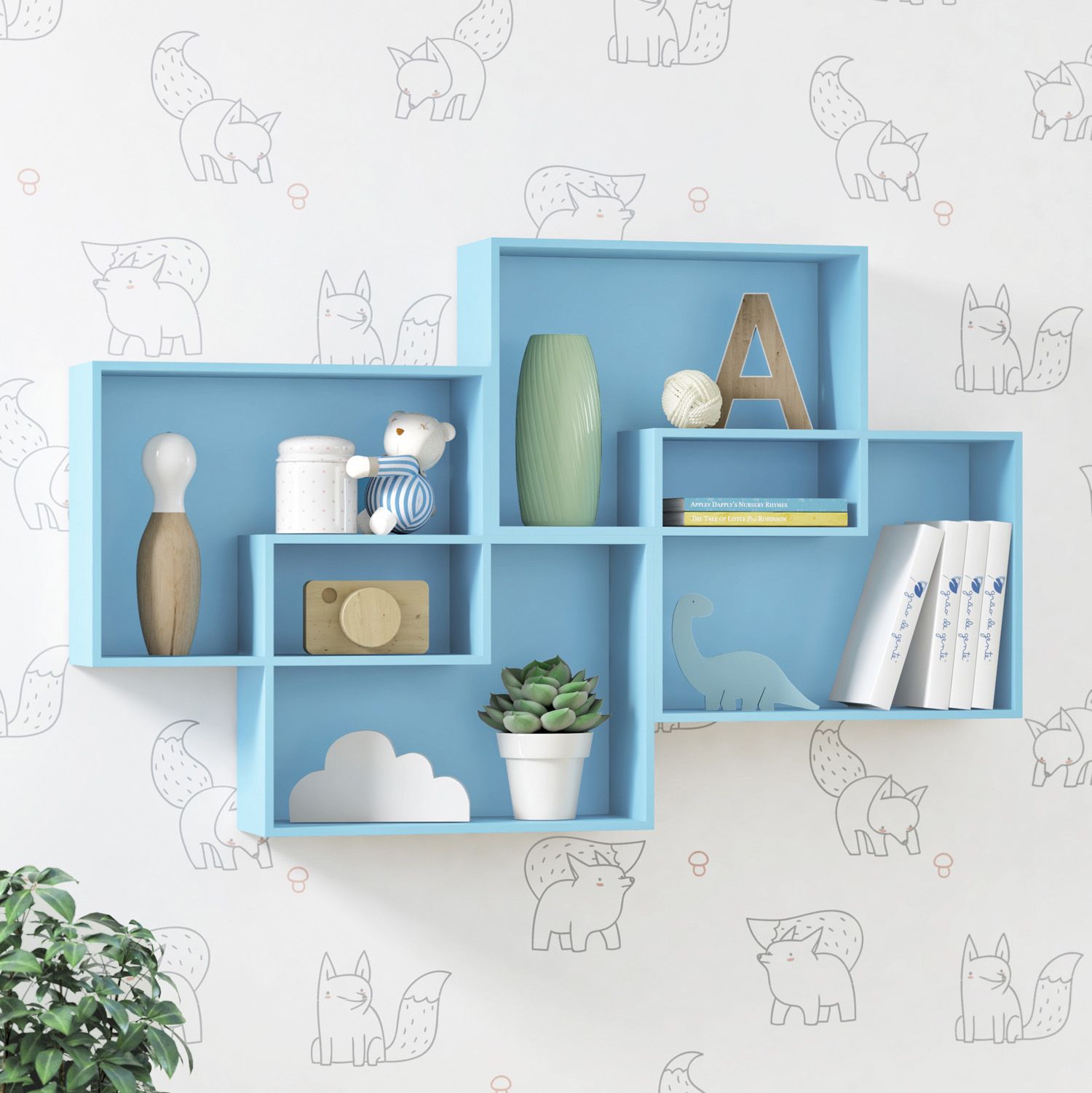 Nicho de Madeira Módulos Retangulares Branco