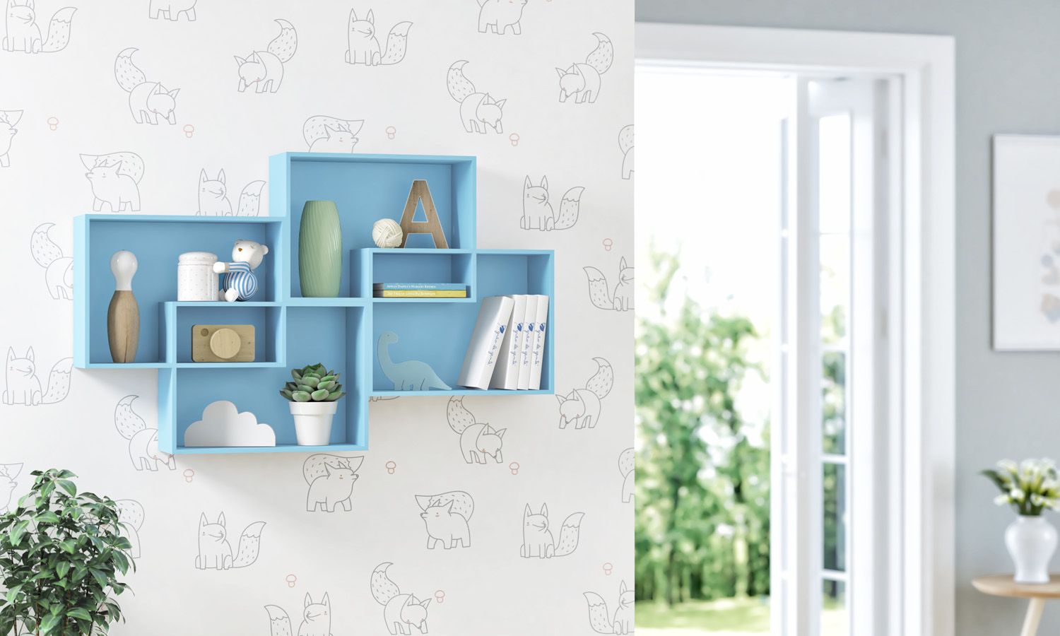 Nicho de Madeira Módulos Retangulares Branco