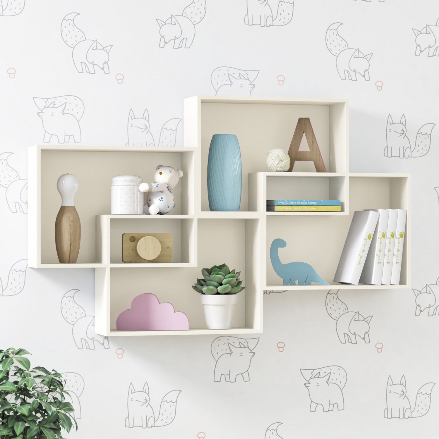 Nicho de Madeira Módulos Retangulares Branco