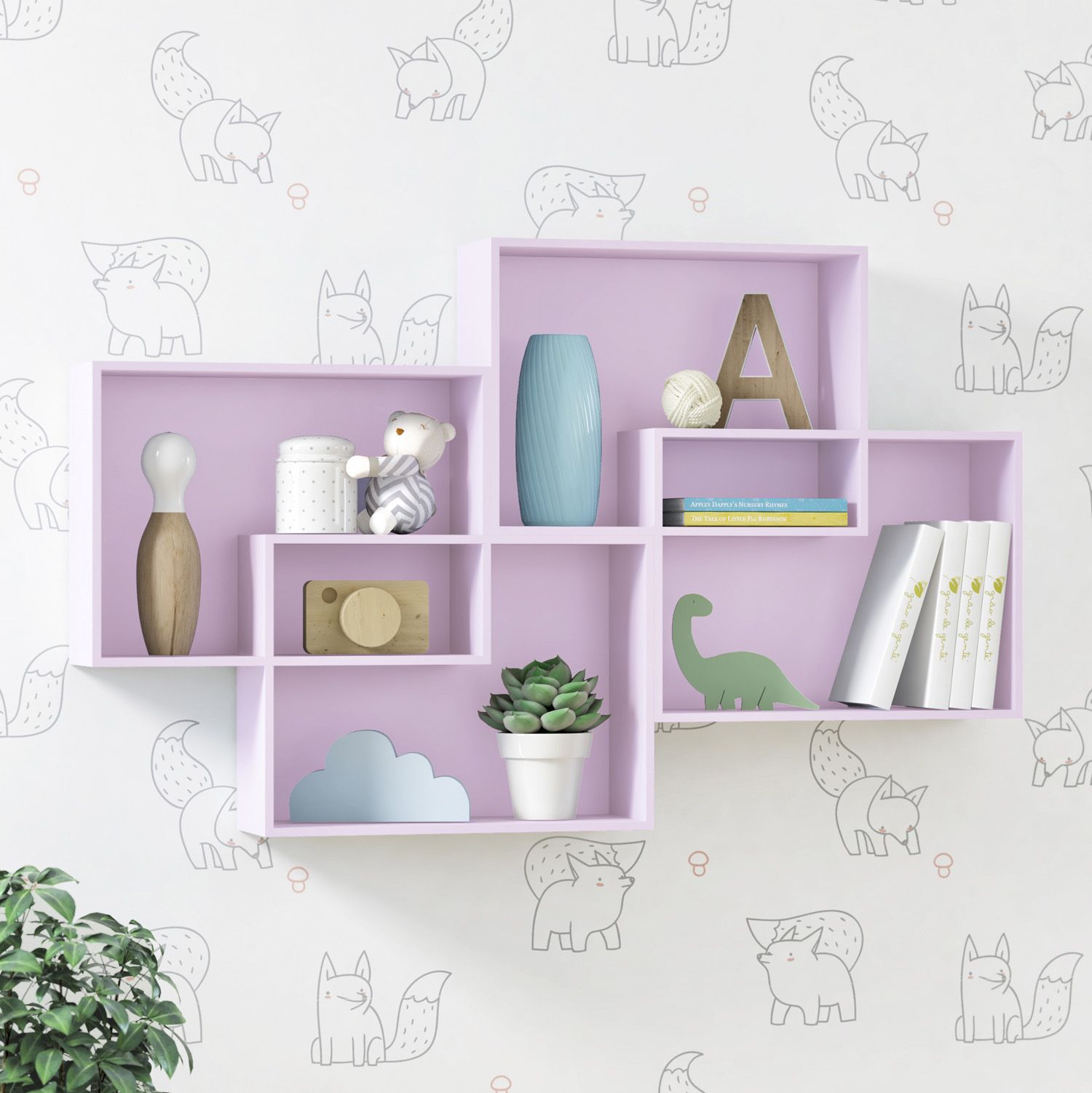 Nicho de Madeira Módulos Retangulares Branco