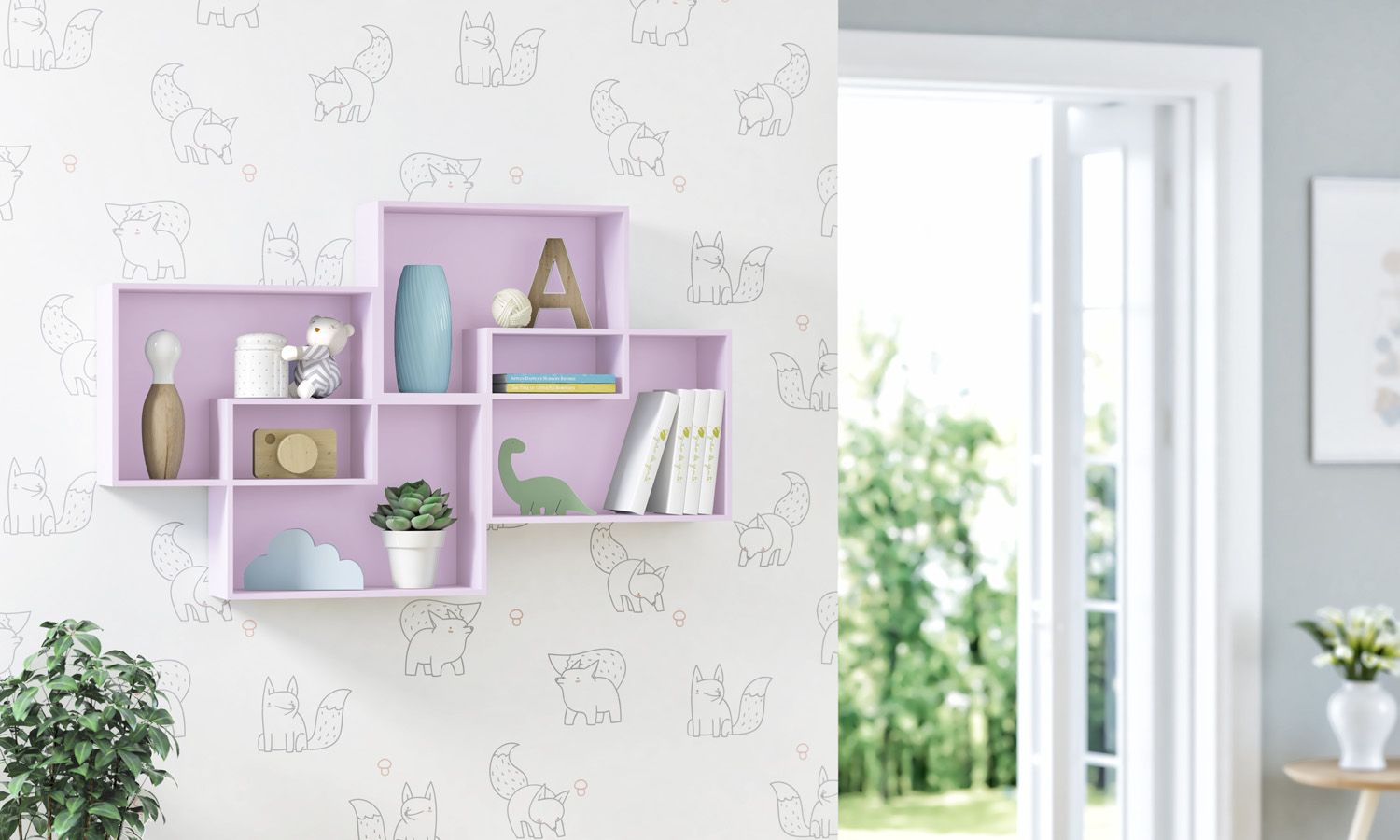 Nicho de Madeira Módulos Retangulares Branco