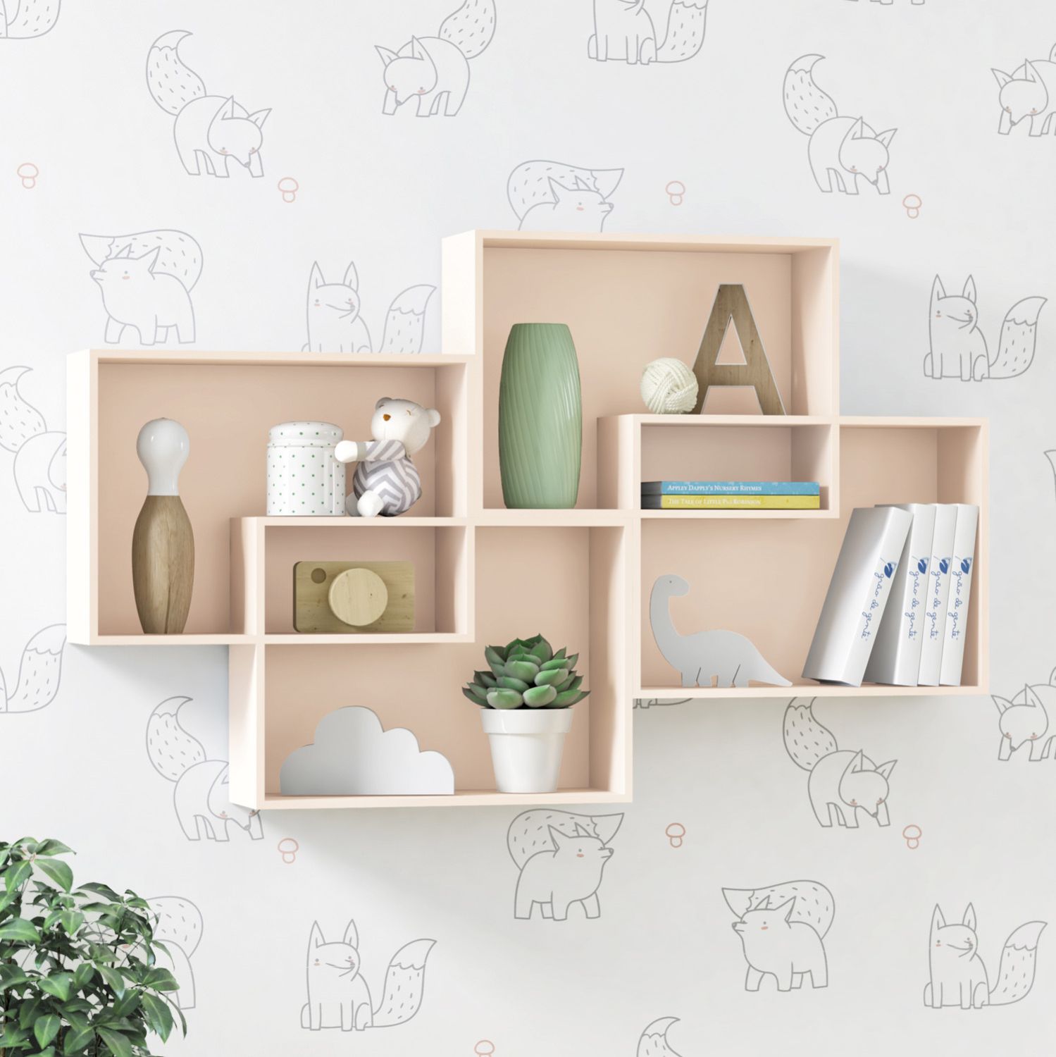 Nicho de Madeira Módulos Retangulares Branco