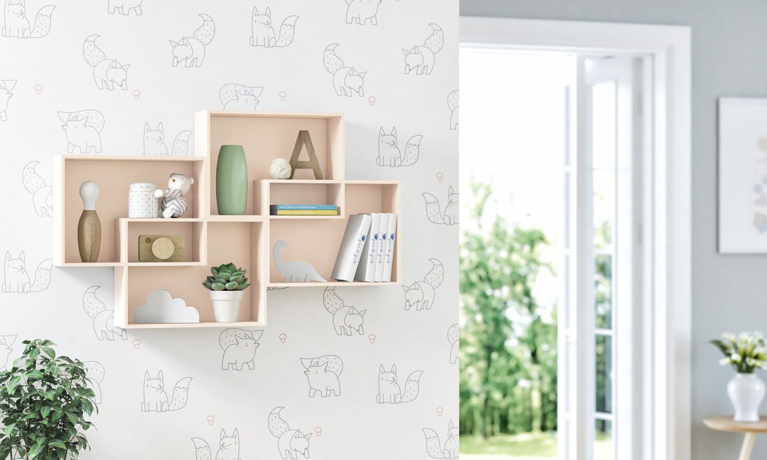 Nicho de Madeira Módulos Retangulares Branco