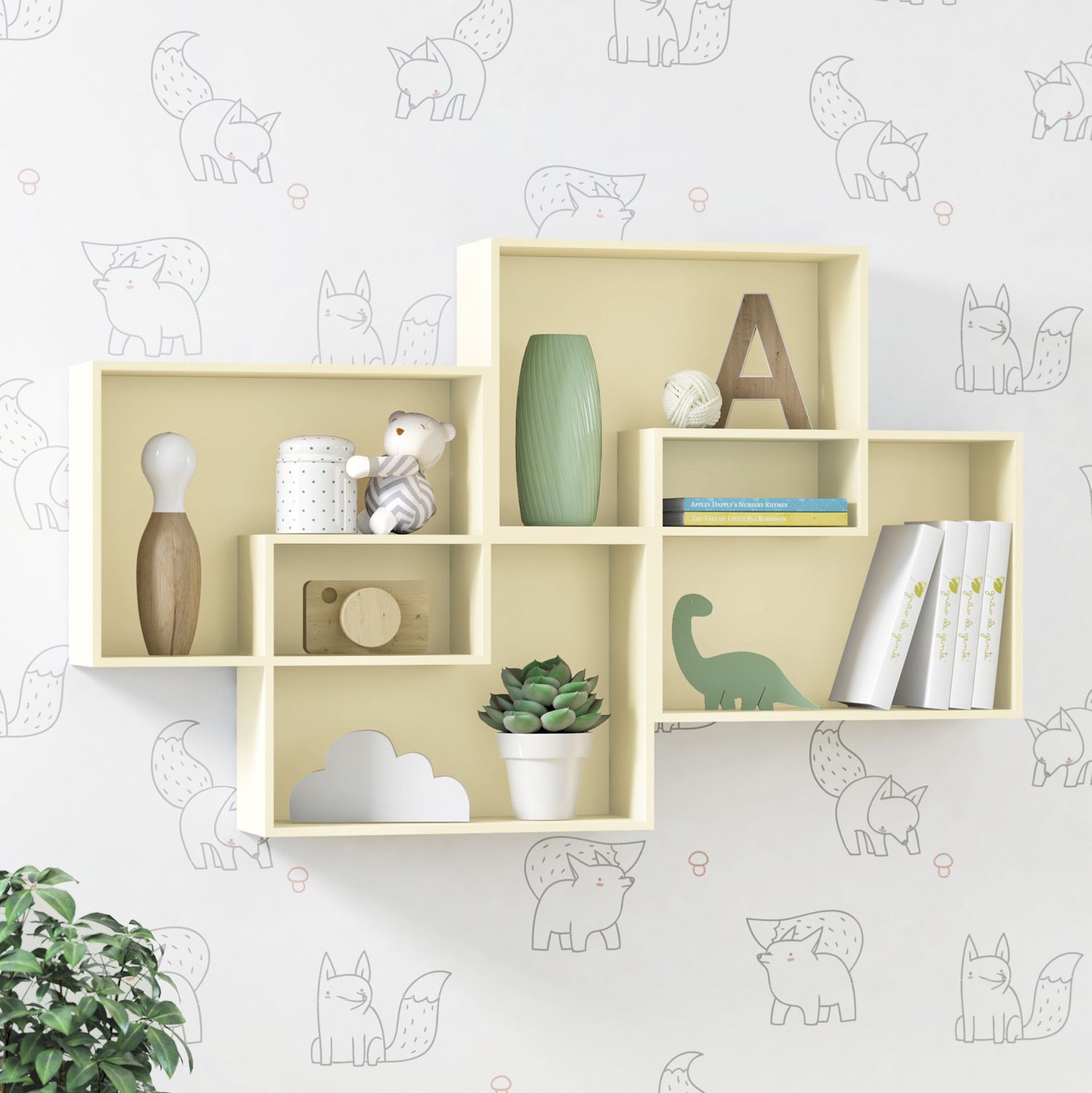 Nicho de Madeira Módulos Retangulares Branco