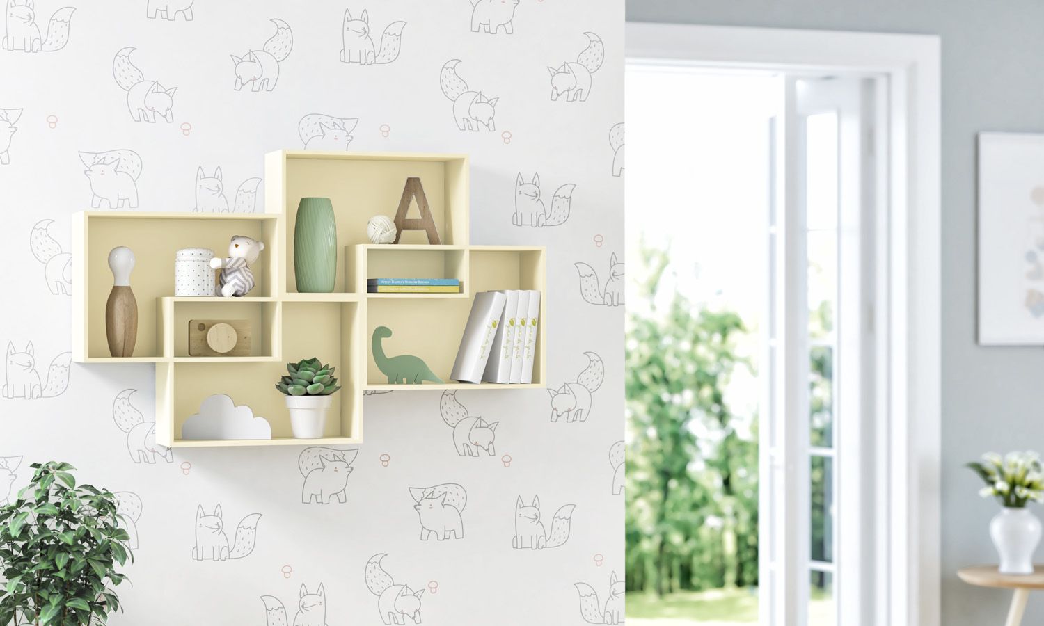 Nicho de Madeira Módulos Retangulares Branco