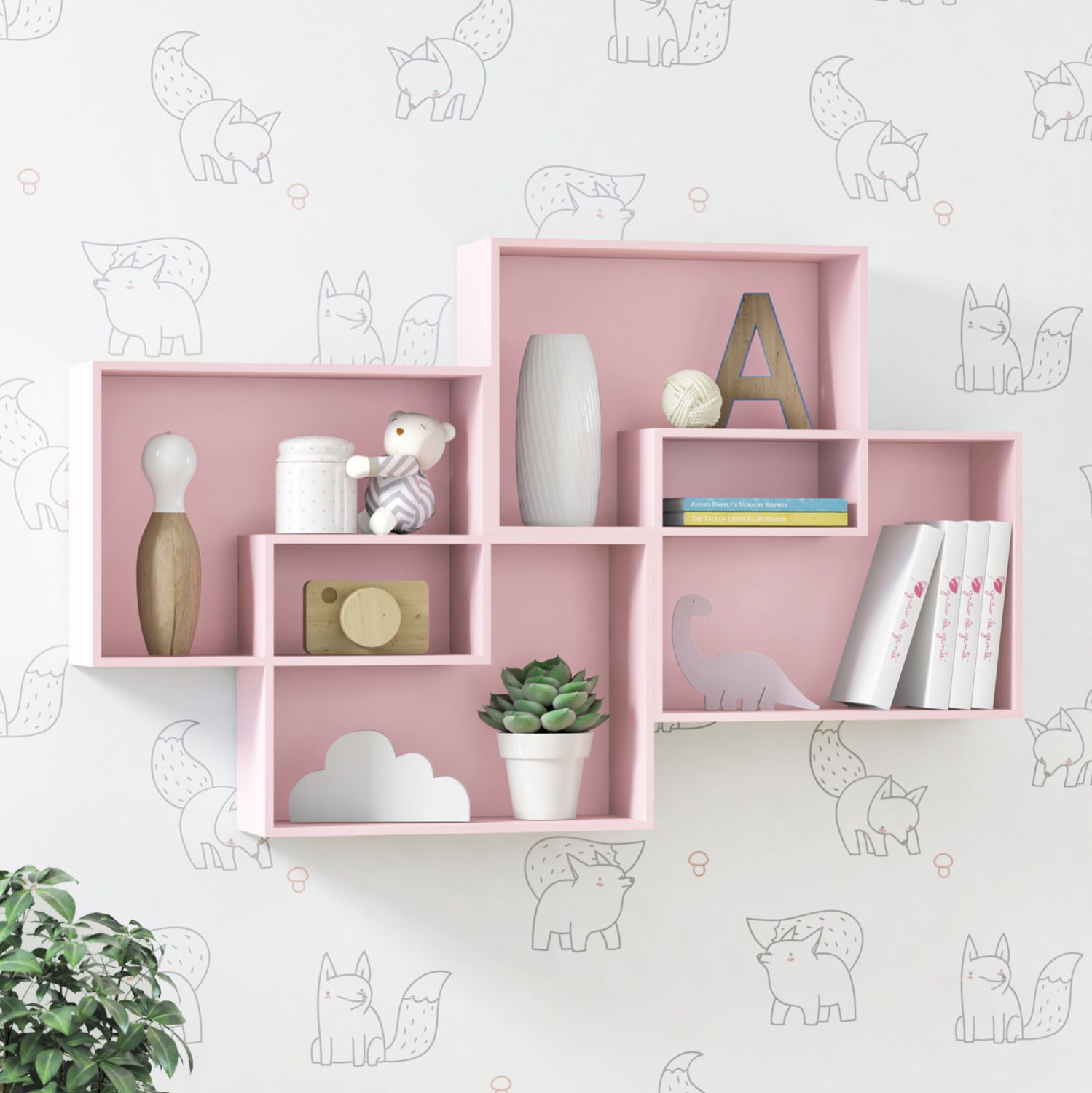 Nicho de Madeira Módulos Retangulares Branco