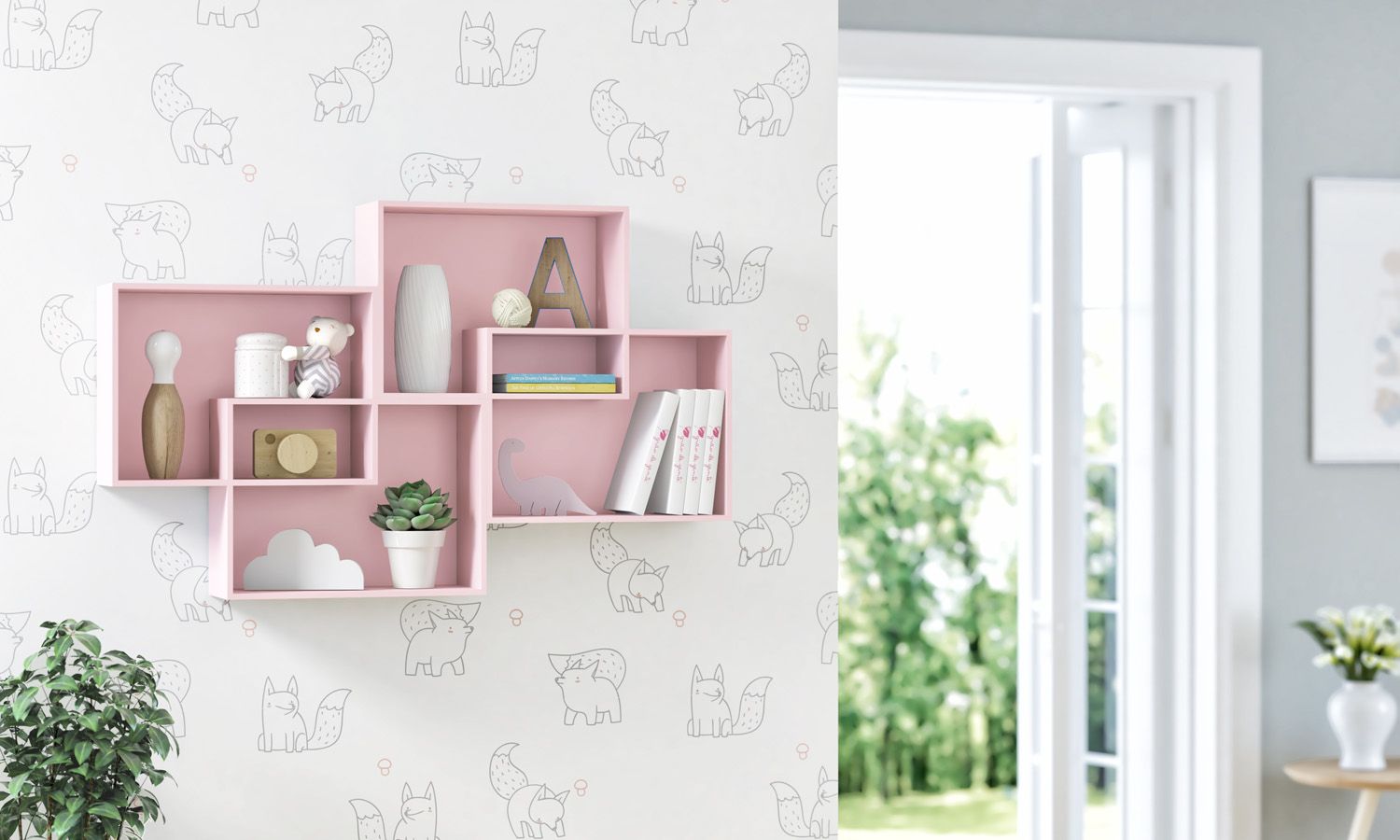 Nicho de Madeira Módulos Retangulares Branco