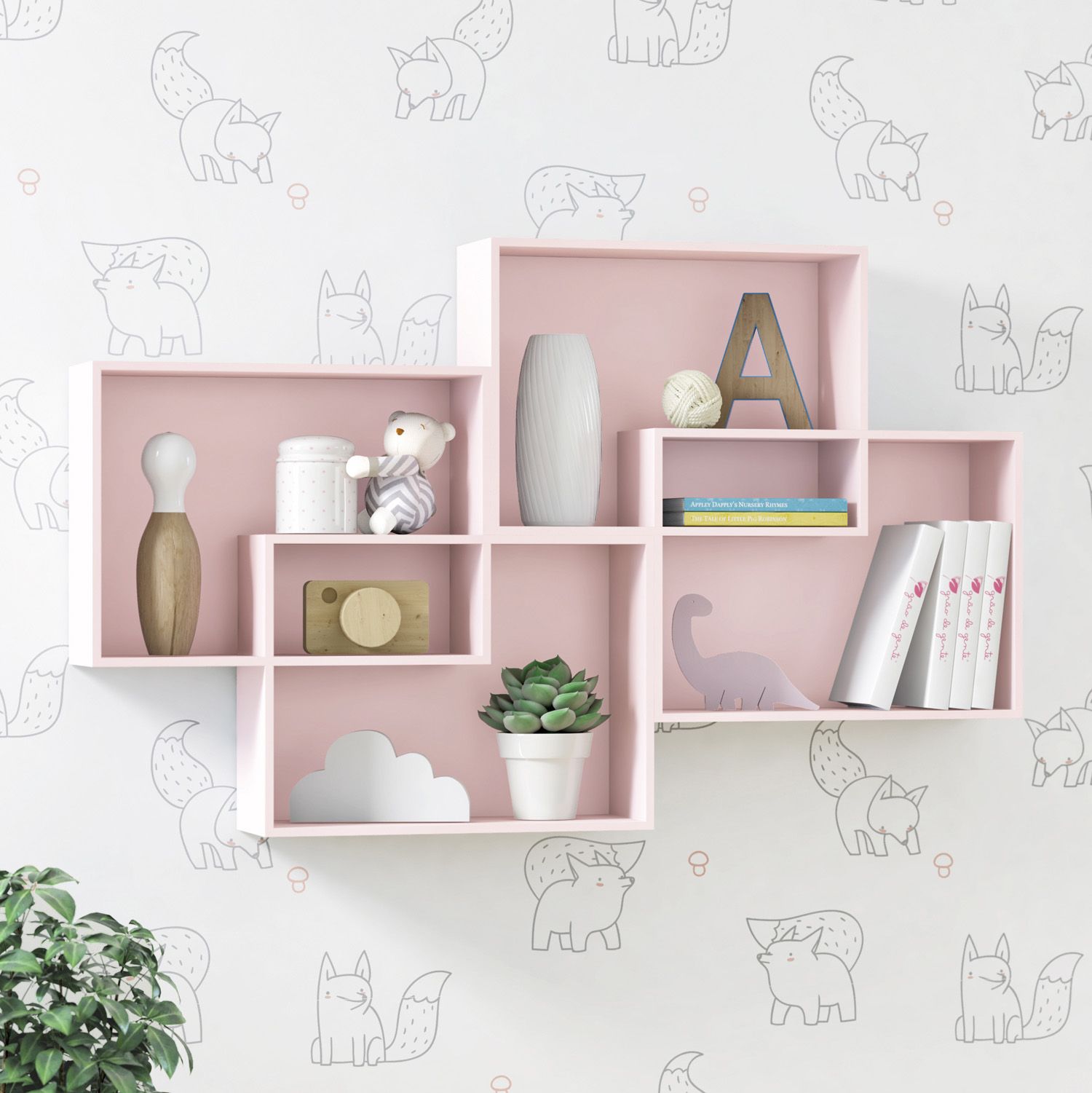 Nicho de Madeira Módulos Retangulares Branco