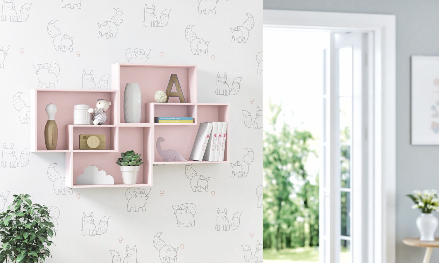 Nicho de Madeira Módulos Retangulares Branco