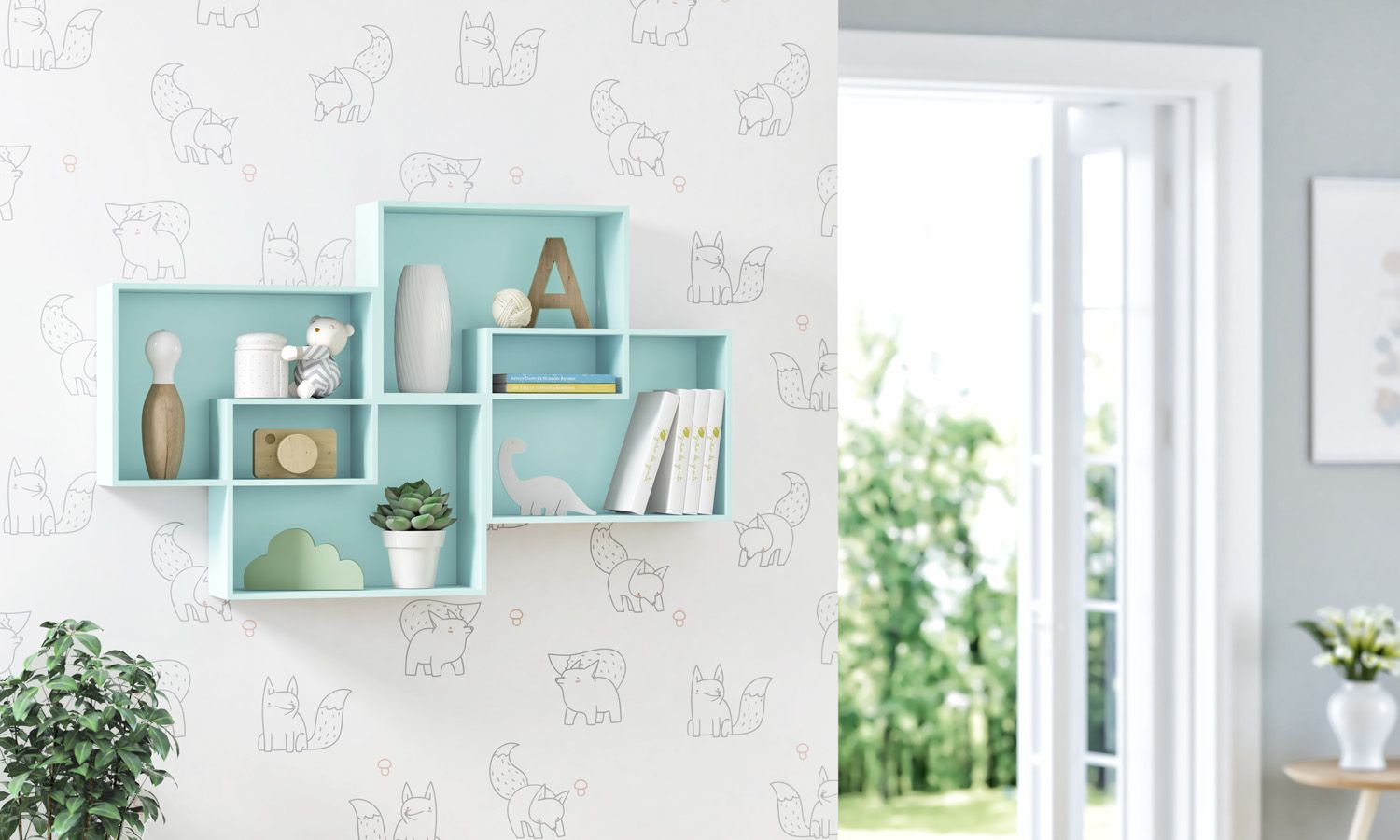 Nicho de Madeira Módulos Retangulares Branco