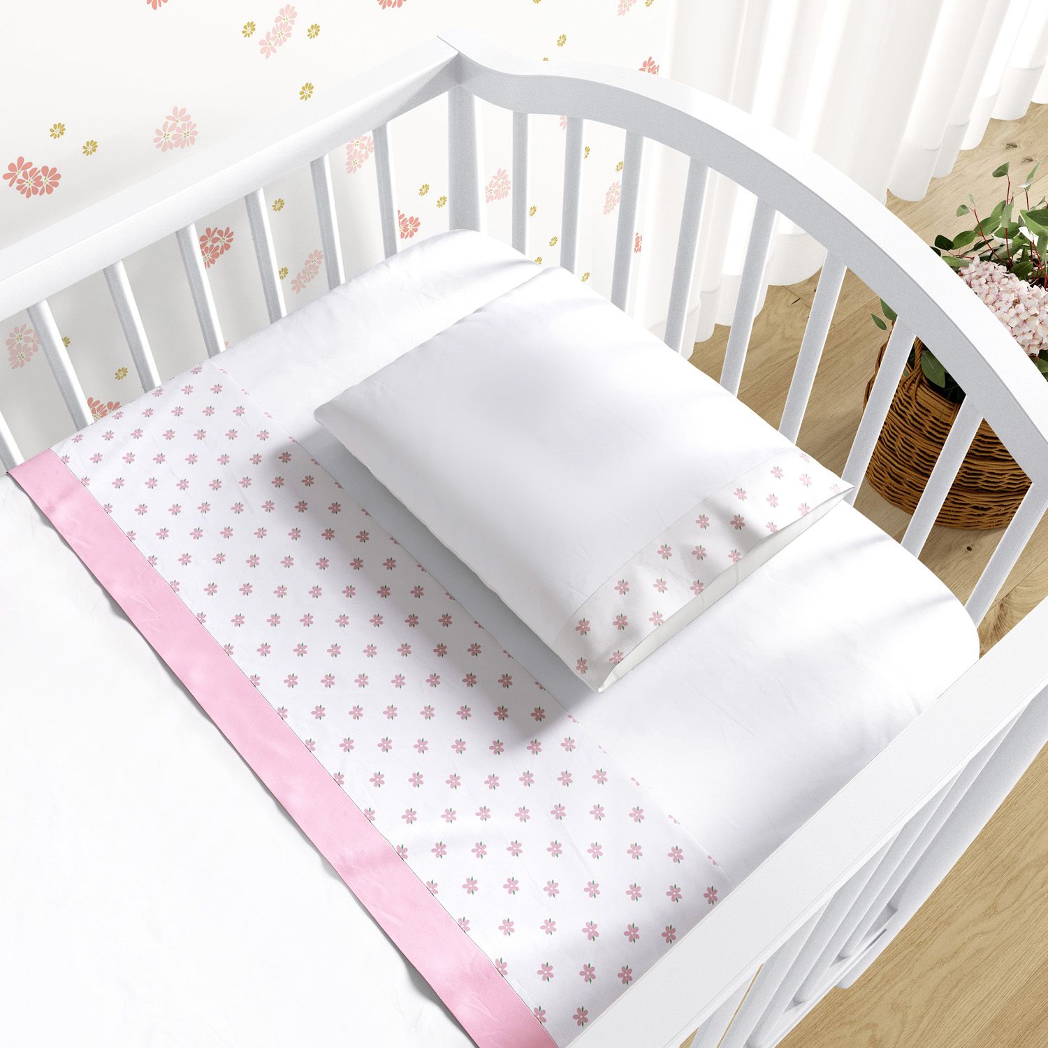 Jogo de Lençol Berço Floral 3 Peças