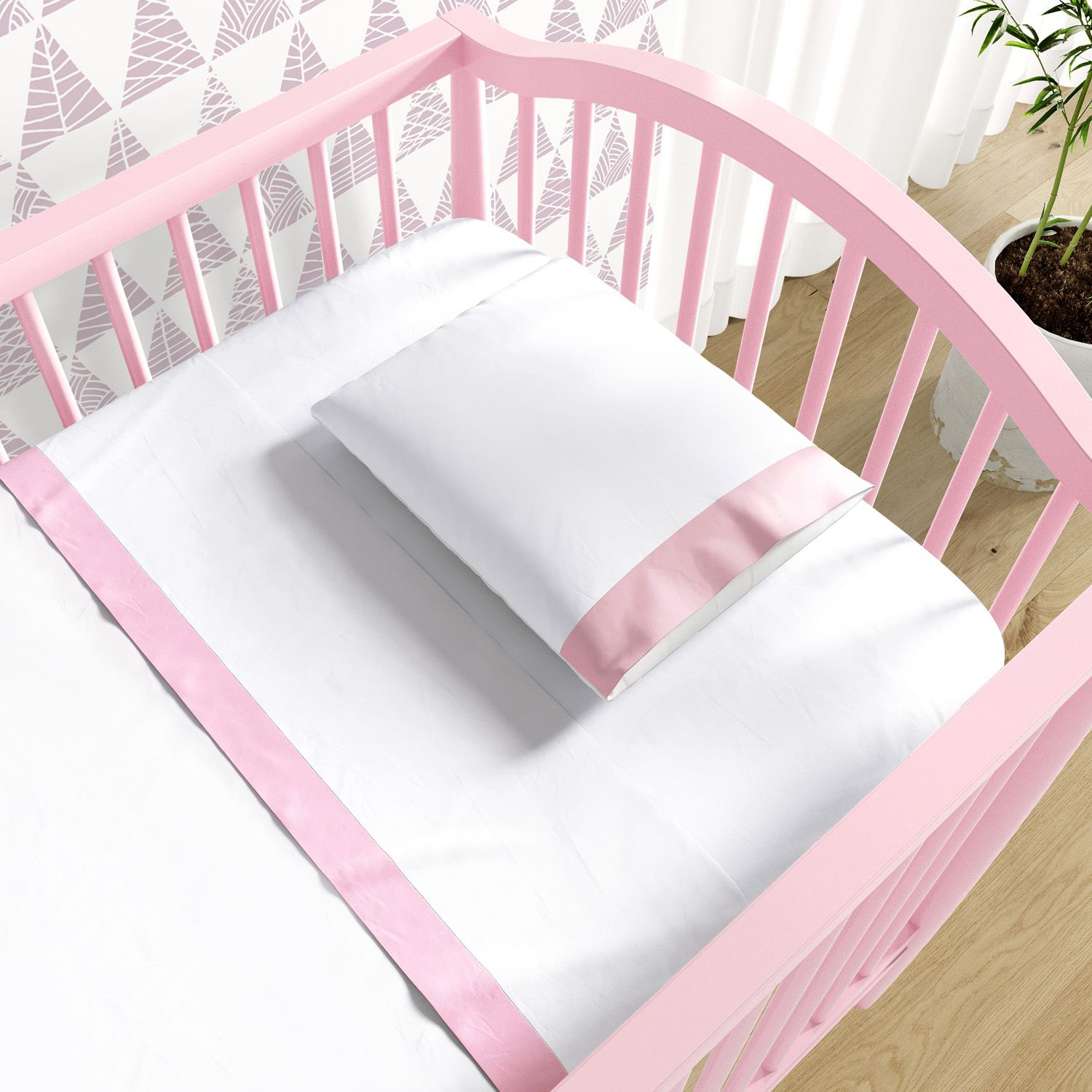 Jogo de Lençol Berço Faixa Rosé 3 peças