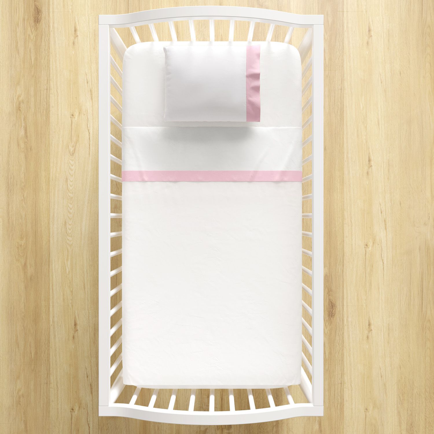 Jogo de Lençol Berço Faixa Rosé 3 peças