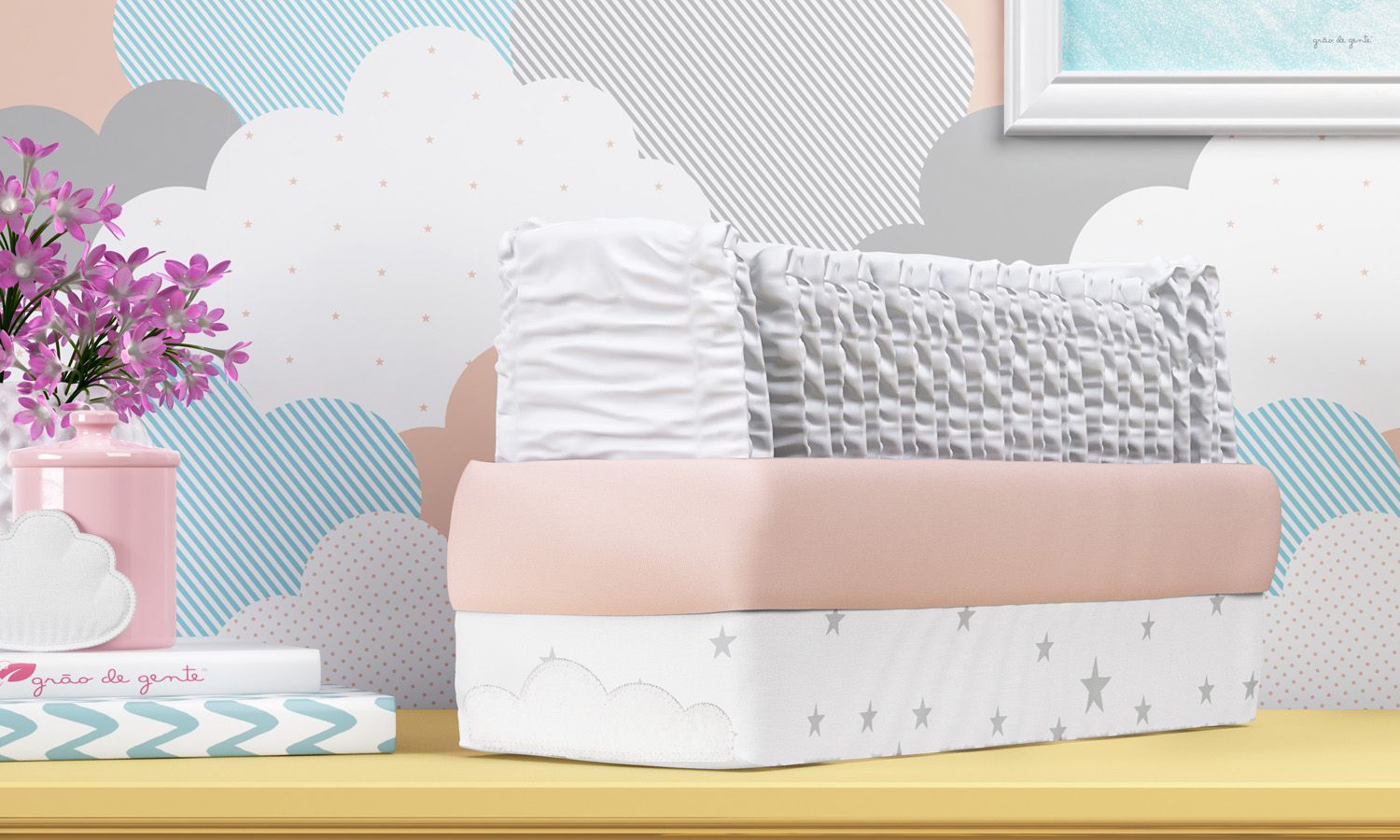 Cesto Organizador Estrelinhas Nuvem de Algodão 36cm