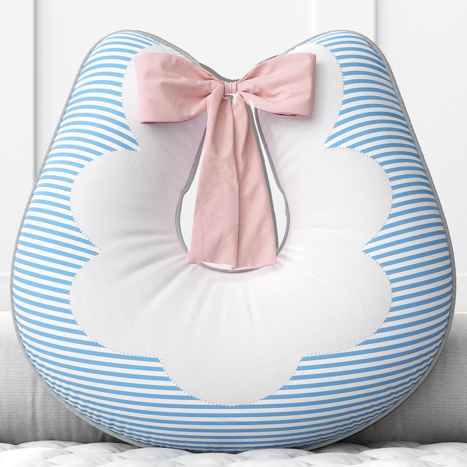 Almofada Amamentação Listrada Azul e Salmão