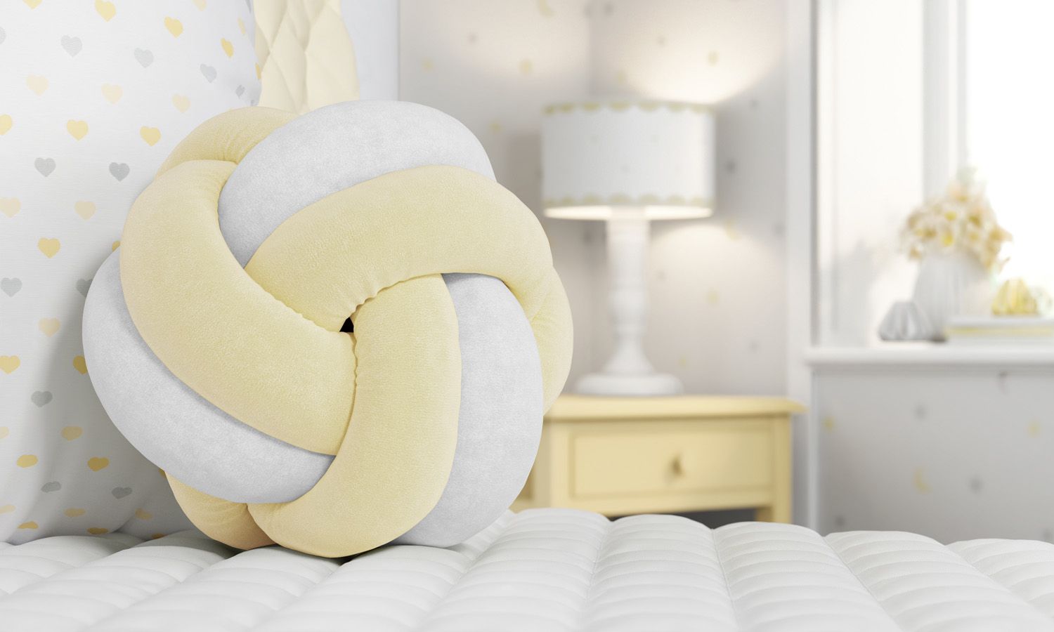 Almofada Nó Balú Branca/Azul Marinho 25cm